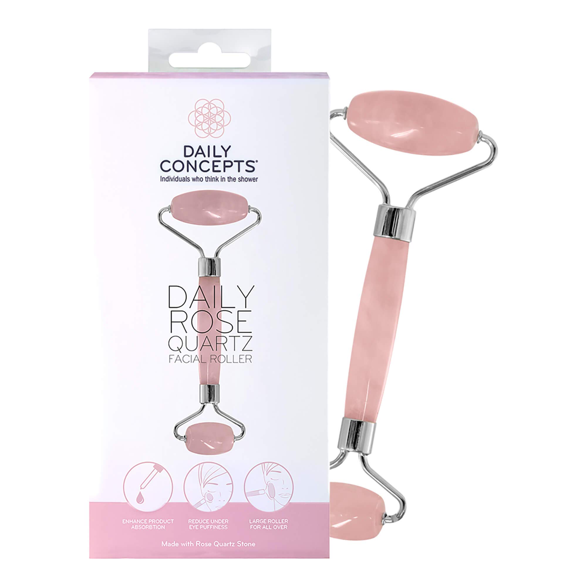 DAILY CONCEPTS Rose Quartz Facial Roller for Skin Care - Anti-Aging & Puffiness Reduction | Perfect for Morning Routine & Spa Night at Home