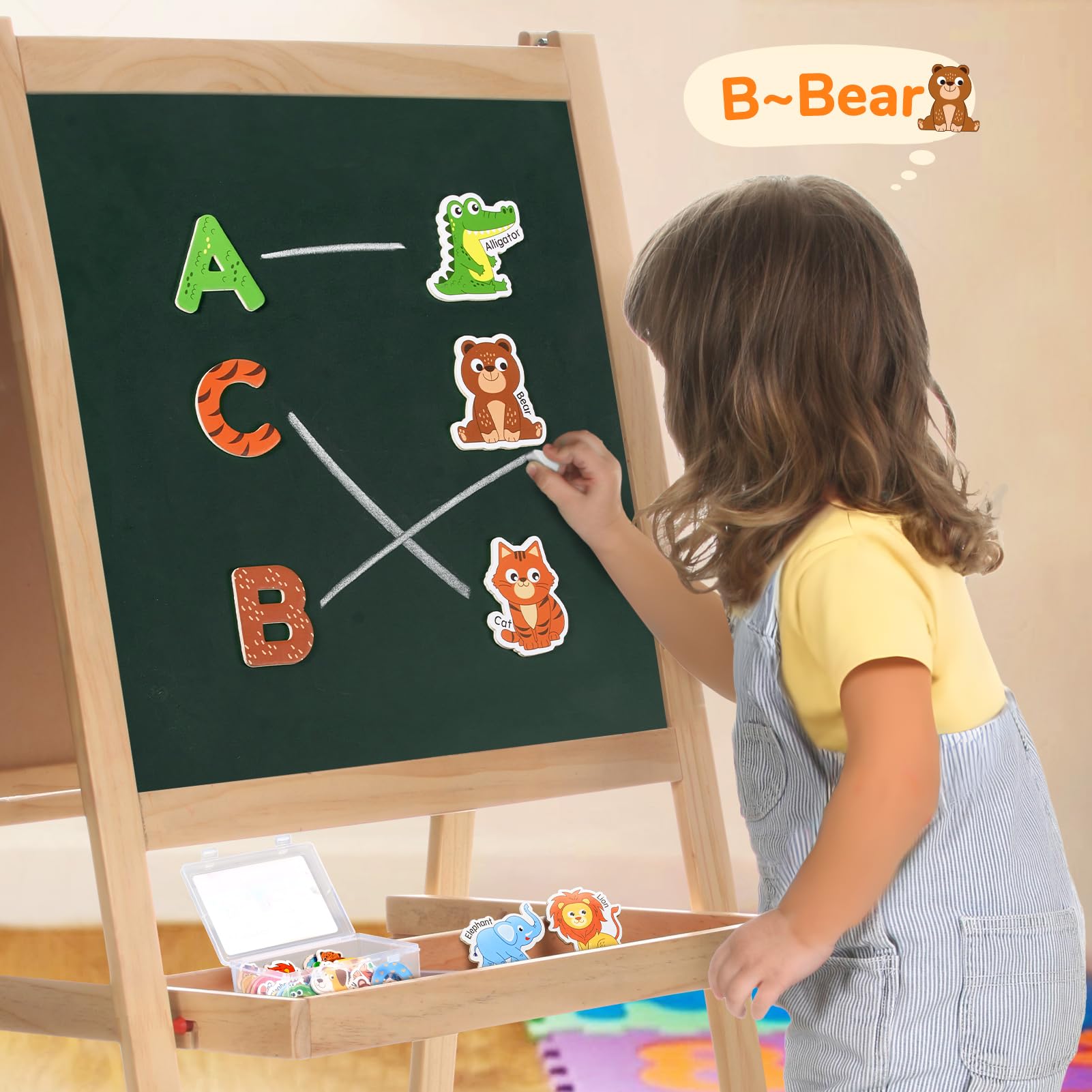JoyCat Wooden Magnetic Letters and Numbers Set - 26 Animal Alphabet Magnets & 0-9 Numbers for Toddlers, Fun Educational Fridge Toys for Spelling Learning | Perfect Gift for Preschool Kids & Classroom Use