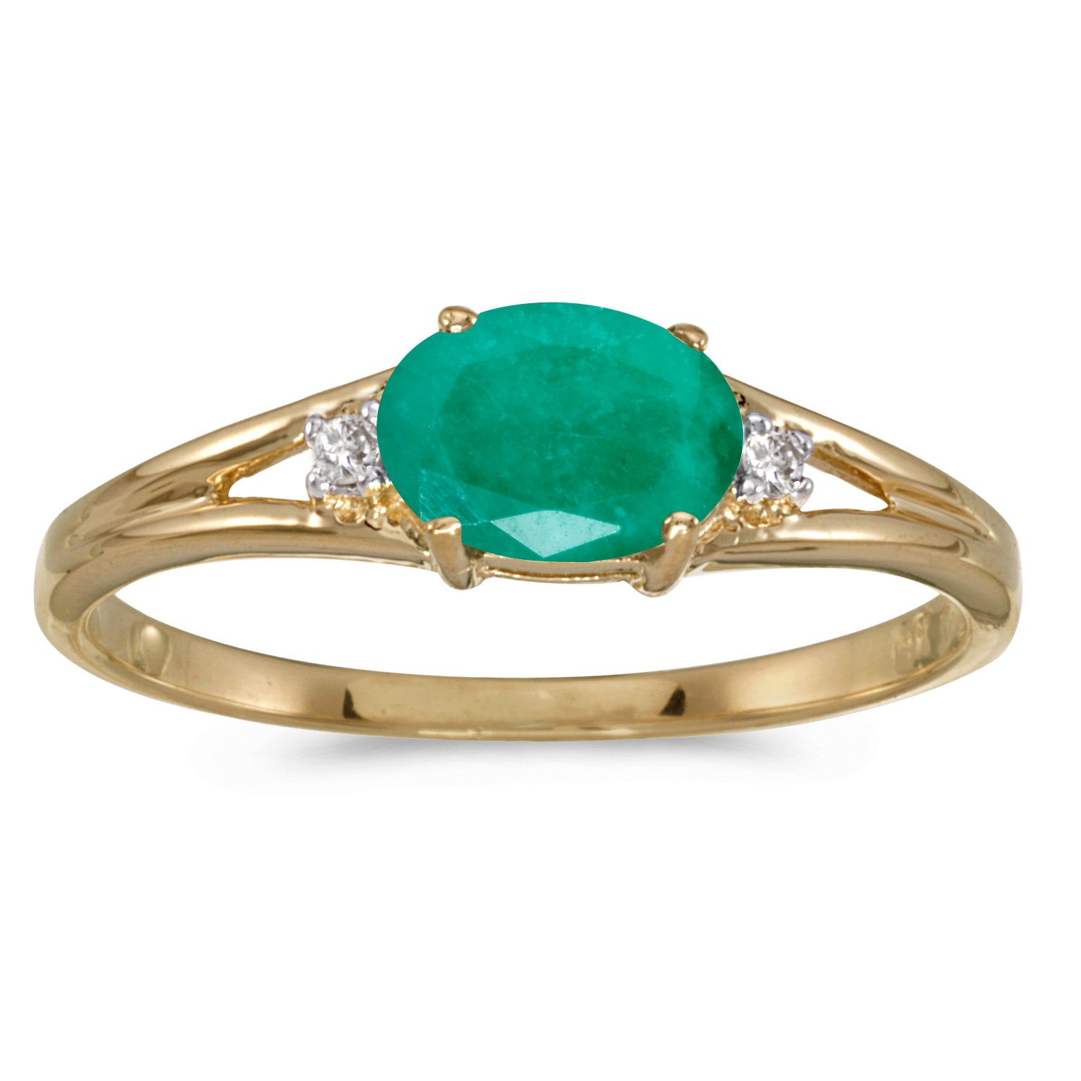 14K Yellow Gold Oval Emerald and Diamond Ring for Women – Elegant Vintage Style Engagement & Wedding Jewelry Gift for Her – Perfect for Anniversaries, Proposals, and Special Occasions