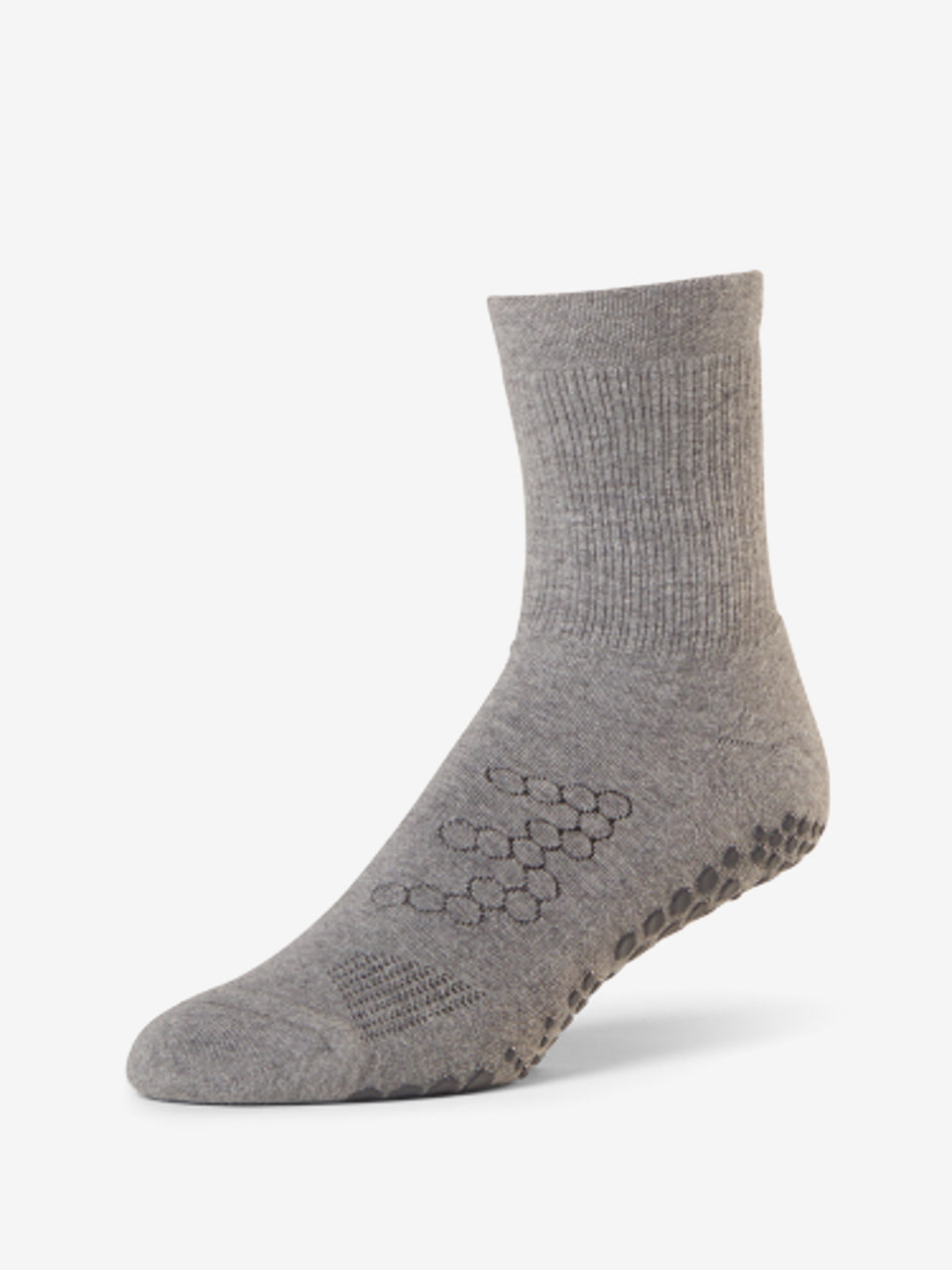 Base 33 Crew Grip Socks - Non-Slip Athletic Socks for Men & Women - Grey Color - Perfect for Yoga, Pilates, Barre & Workout
