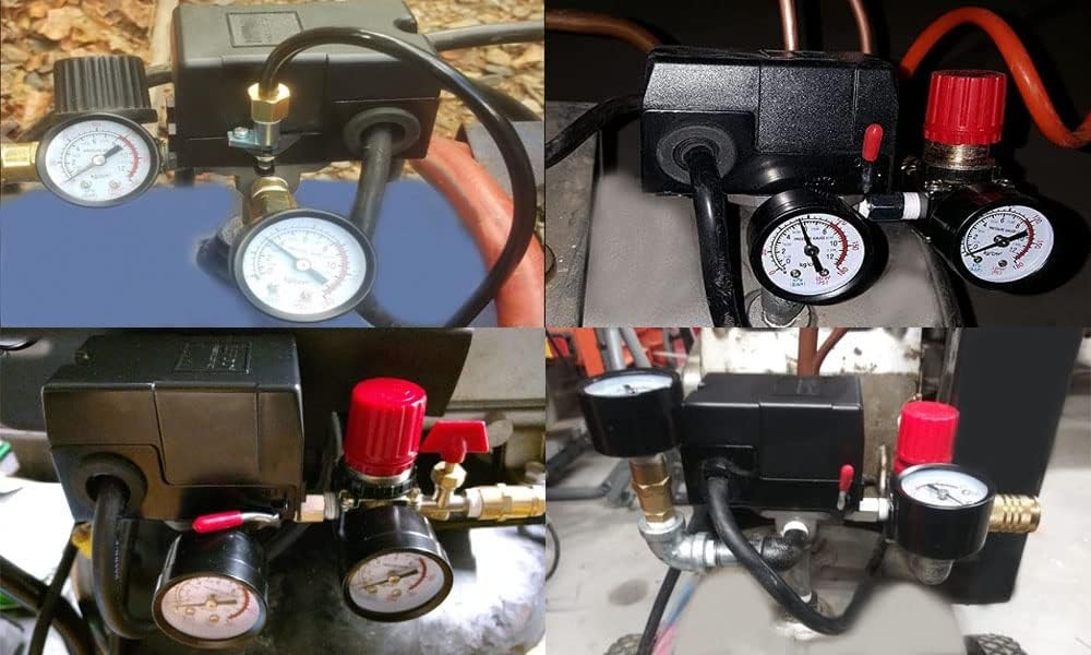 90-120 PSI Air Compressor Pressure Switch with Regulator & Gauge - Heavy Duty Automatic Control for Workshop, Garage & Industrial Tools