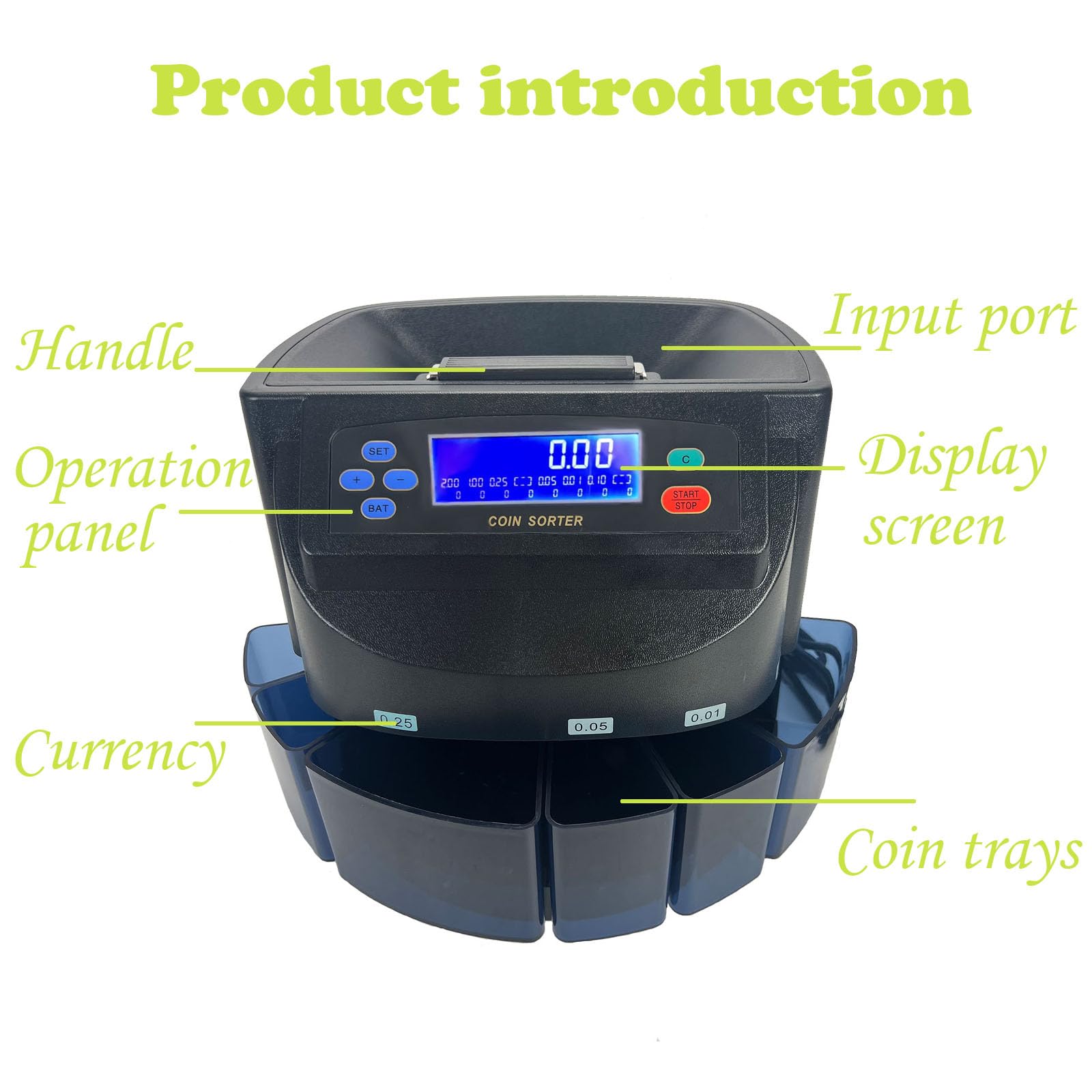 Canadian Professional Coin Counter & Sorter Machine - 280 Coins/Min, LCD Display with Full Report - Perfect for Office, Store, Restaurant, Retail, Superstore & Pharmacy Use