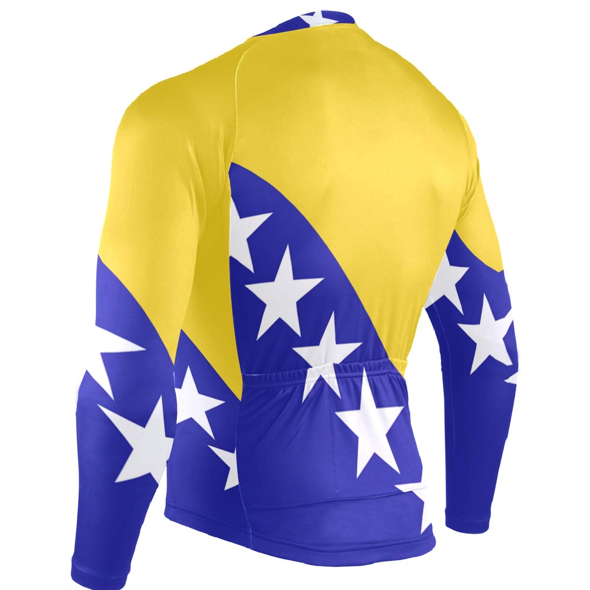 Bosnia and Herzegovina Flag Men's Cycling Jersey - Long Sleeve Bike Jacket for Road & Mountain Biking - Breathable & Moisture-Wicking Bicycle Shirt for Outdoor Sports & Cycling Enthusiasts