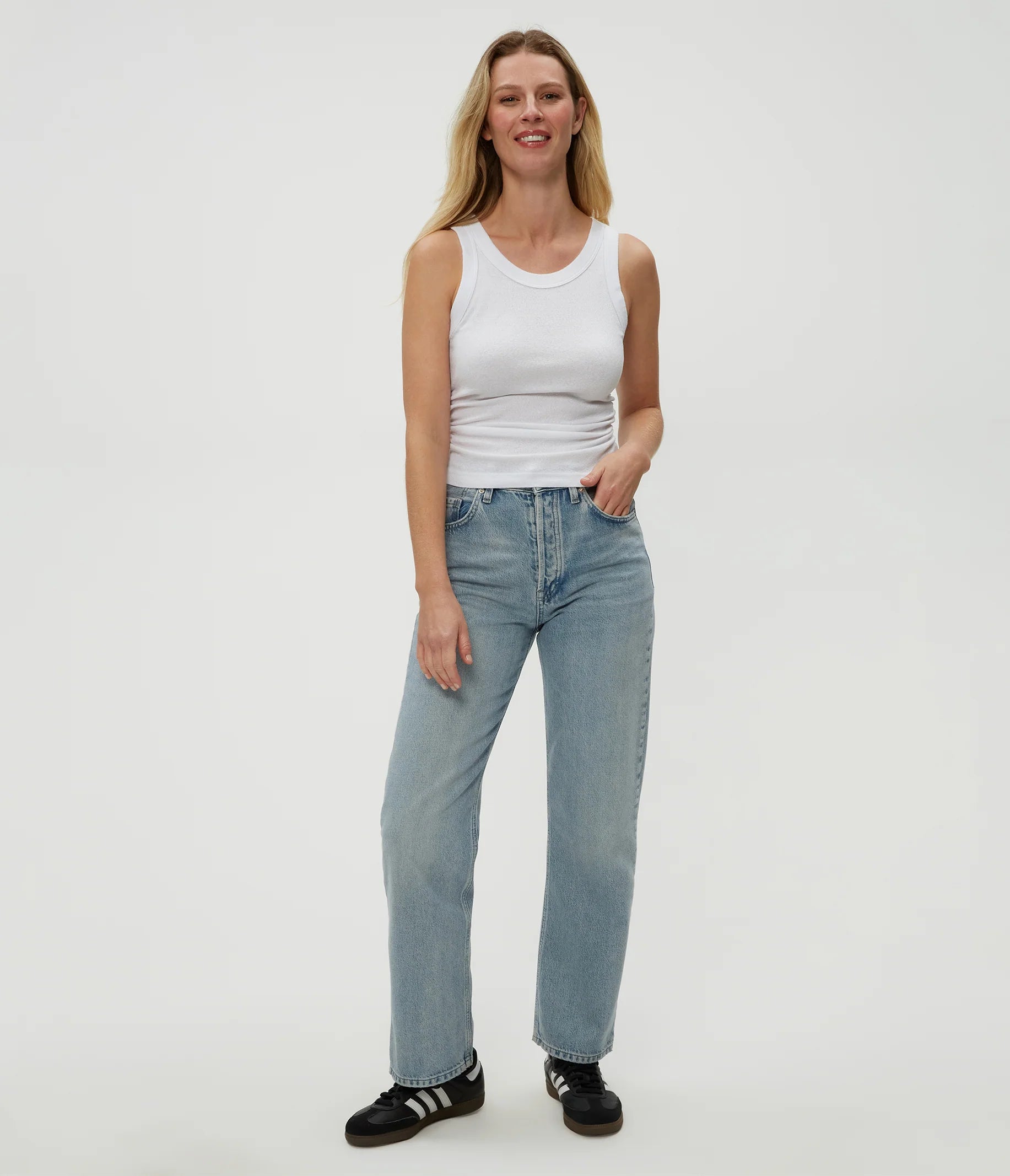 Ella Shine Tank Top for Women - White Sleeveless Blouse for Summer, Casual Wear & Layering