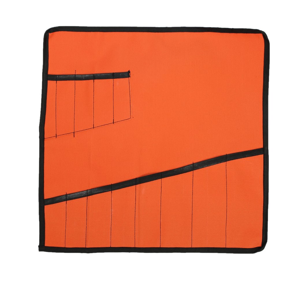 Heavy Duty Oxford Tool Roll Pouch - 12 Pocket Wrench Organizer Bag, Set of 4 (Orange) - Perfect for Mechanics, DIY Projects & Tool Storage (HGJ73)