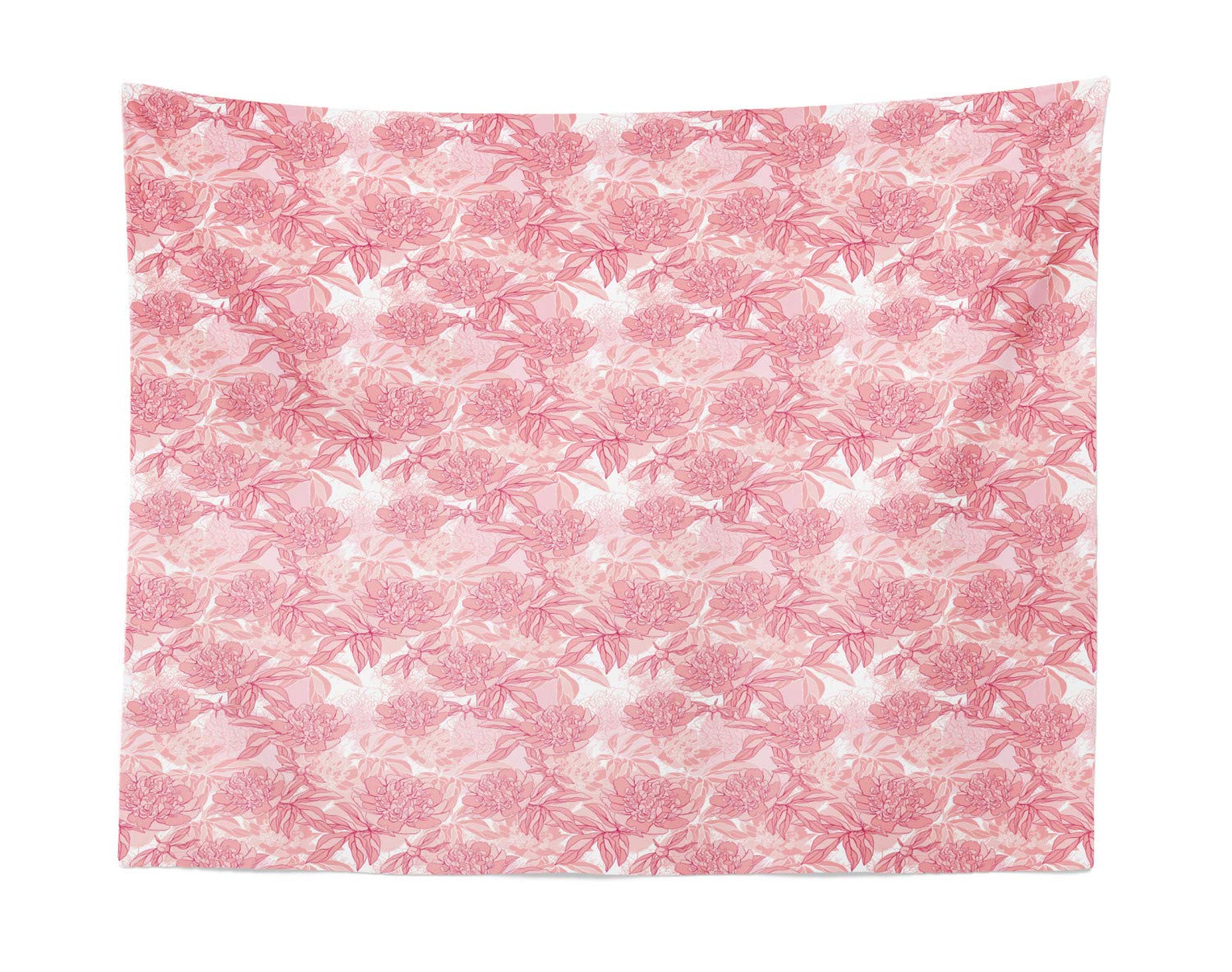 Ambesonne Rose Tapestry Wall Art - Hand Drawn Monochrome Peony Floral Design, Spring Themed Fabric Wall Hanging Decor for Bedroom, Living Room, Dorm (28x23 Inches) in Magenta, White & Rose | Perfect for Boho Home Decor, Wedding Backdrop & Instagram Photo Background
