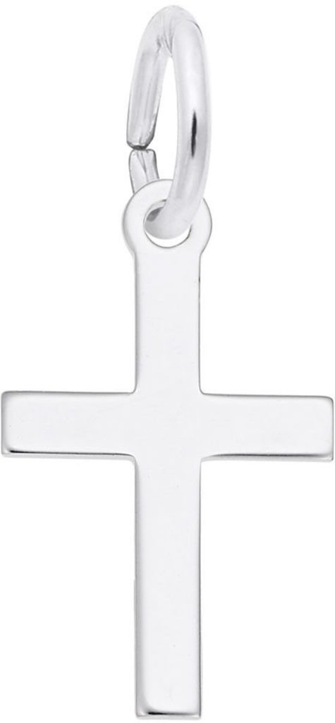 Rembrandt 14K White Gold Small Plain Cross Charm Pendant - Elegant Religious Jewelry for Women - Perfect for Baptism, Confirmation & Everyday Wear