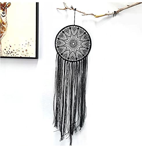 Handmade Black Macrame Dream Catcher Wall Hanging - Boho Chic Lace Bedroom Decor for Adults & Kids Rooms, Living Room Home Ornament - Perfect for Nursery, Dorm, Wedding Decor & Spiritual Gift