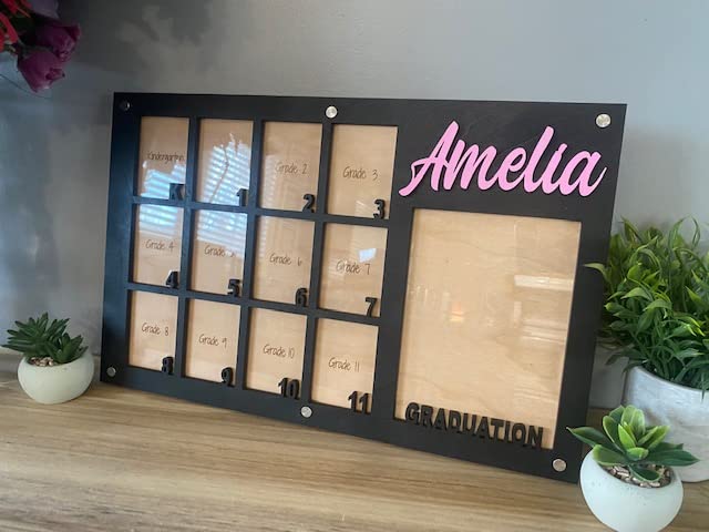 Personalized K-12 School Years Picture Frame - Wooden Photo Collage Display for Grade School Memories (Black) | Perfect for Graduation Gifts, Classroom Decor & Family Keepsakes