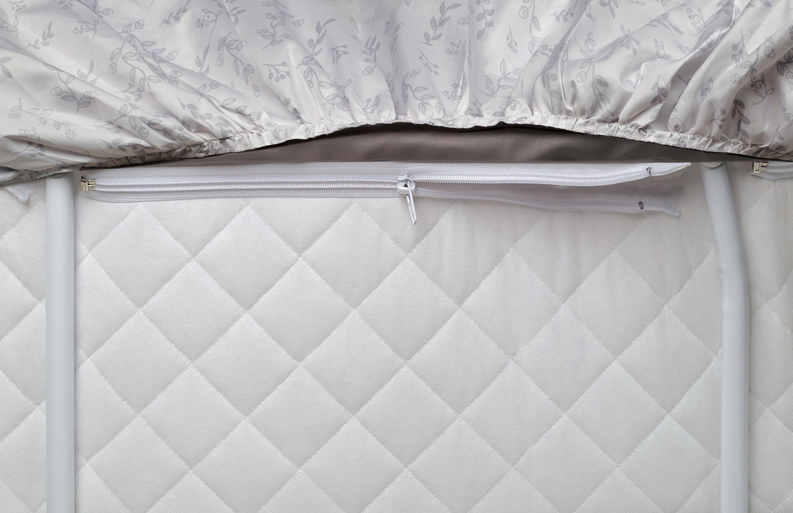 Badger Basket Wishes Rocking Baby Bassinet - Heirloom Quality Bedside Sleeper with Soft Bedding, Comfortable Pad & Storage Basket - Gray/Leaf Design - Perfect for Nursery, Bedroom & Travel Use