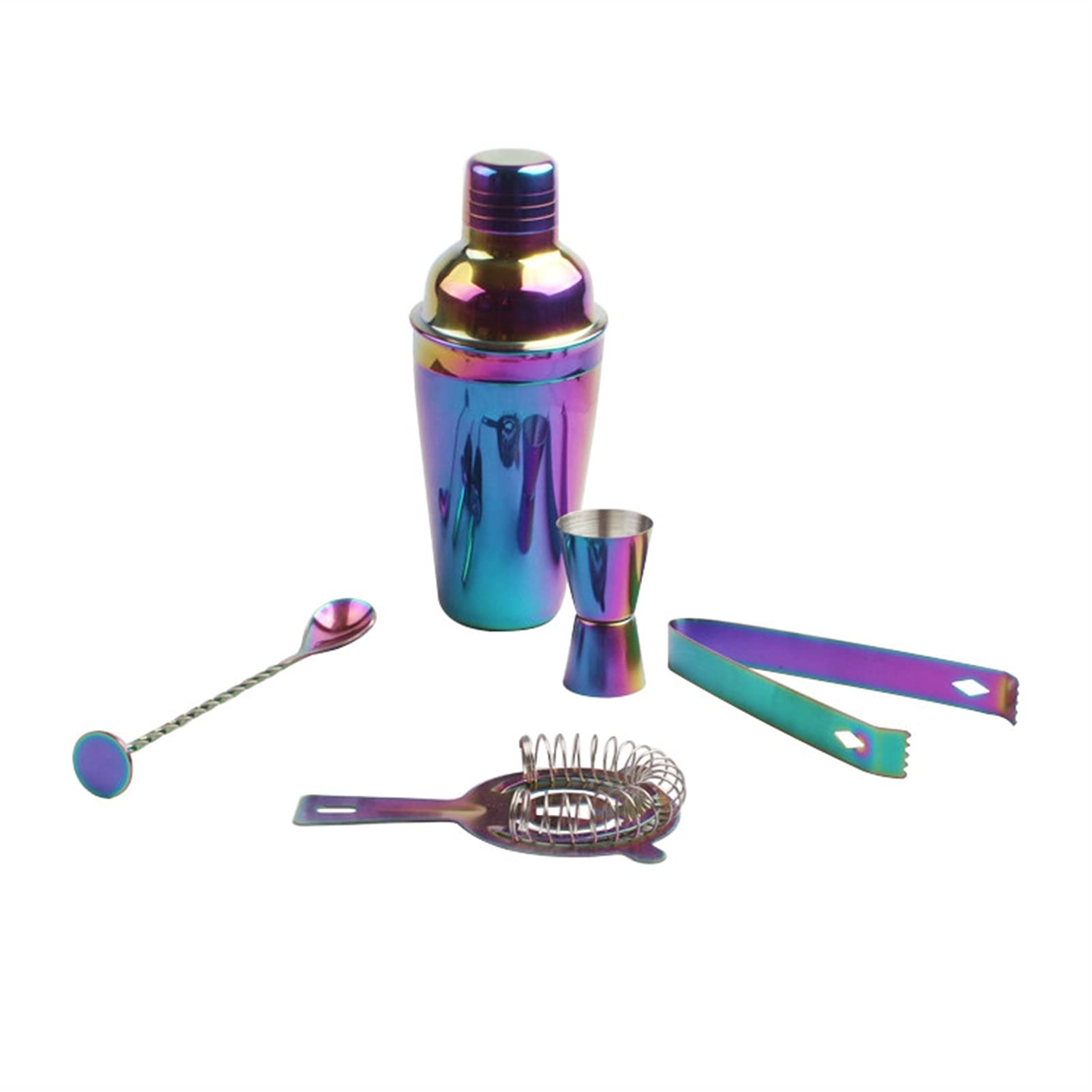 Professional 550ML Stainless Steel Cocktail Shaker Set - 5-Piece Multicolor Bartender Kit for Mixing Martinis, Cocktails & Wine | Perfect for Home Bars, Parties & Professional Bartending