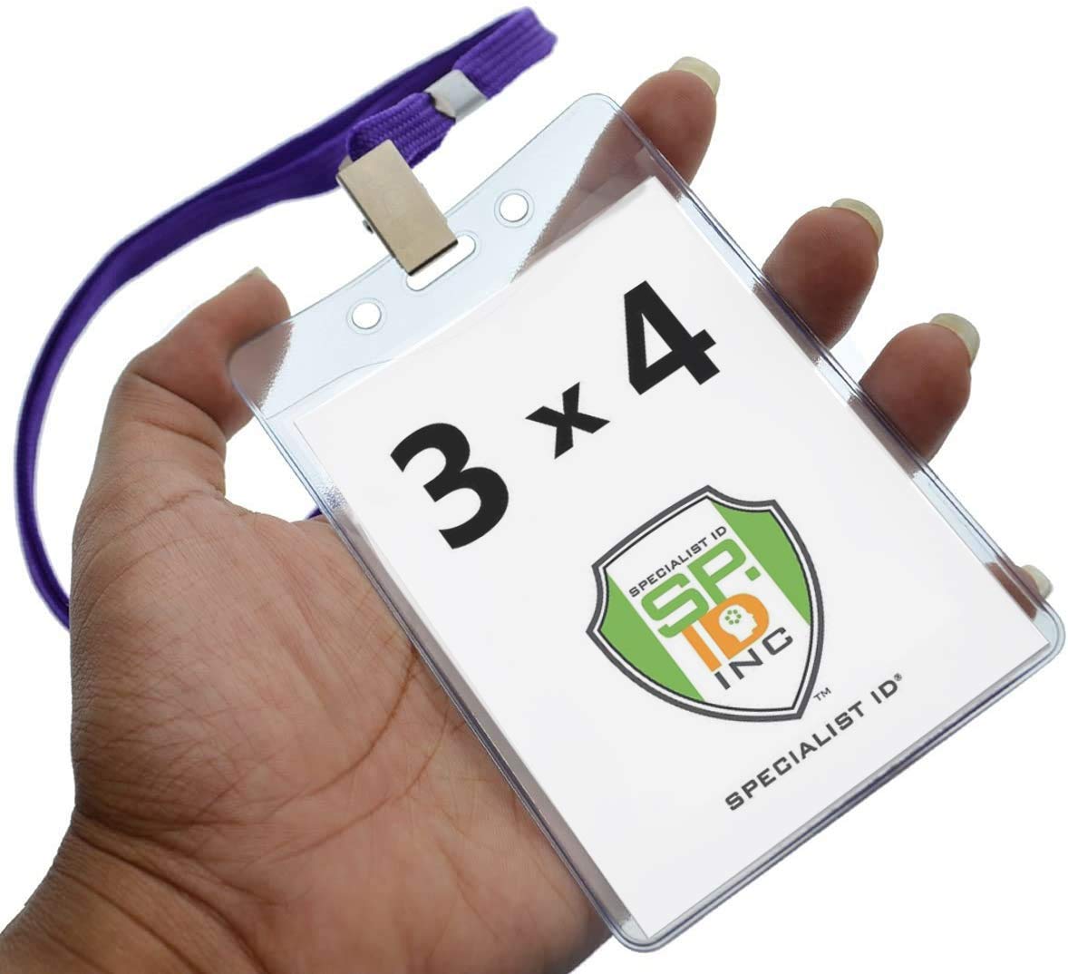 10 Pack 3x4 Name Badge with Lanyard - Clear Plastic Event Badge Sleeve - for Conferences & Meetings