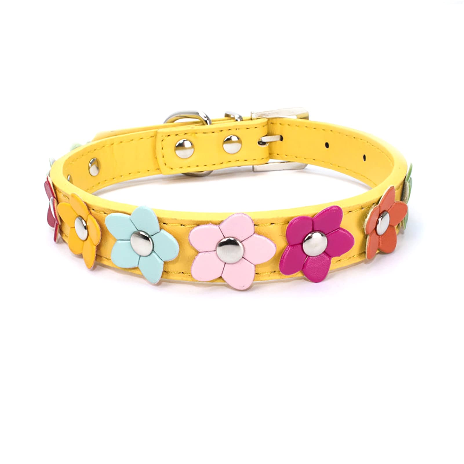 Luxury Adjustable Pet Collar with Flower Decor - Bite-Resistant Dog Necklace for Small & Medium Dogs - Durable Nylon Loop for Outdoor Walking, Training & Fashion Accessories