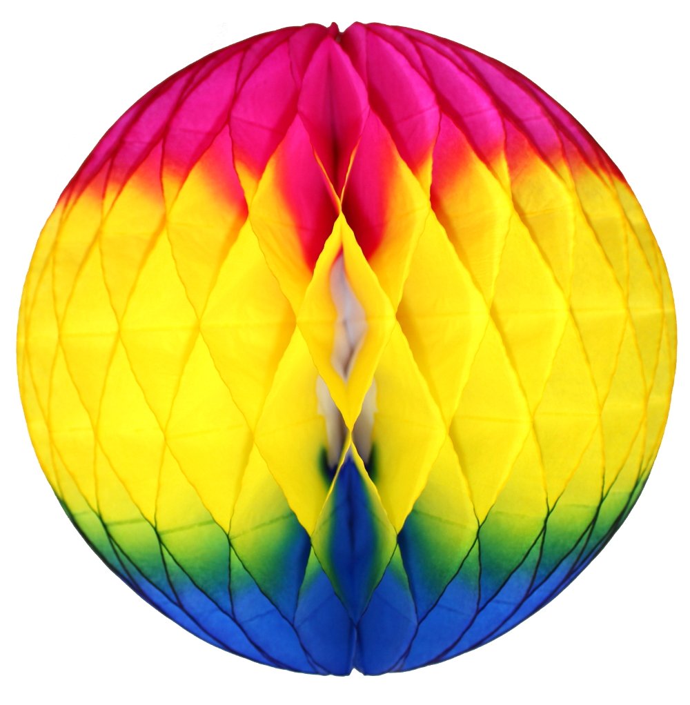 6-Pack 12 Inch Honeycomb Tissue Paper Balls - Rainbow Colors (Cerise/Yellow/Blue) - Party Decorations, Wedding Backdrops, Baby Showers & Home Decor