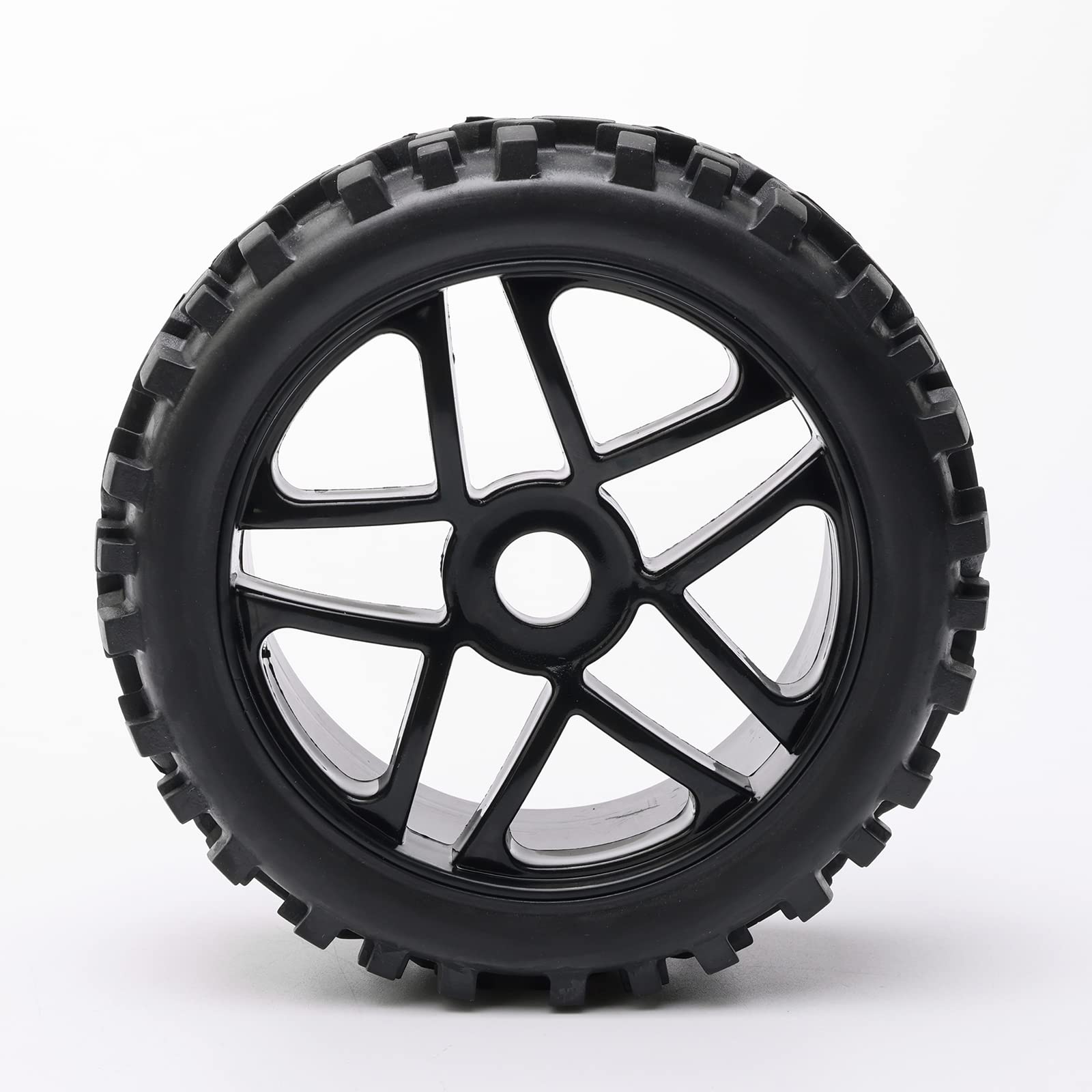 JIUWU 4-Pack 1/8 Scale RC Off-Road Wheels and Tires - 17mm Hex Durable All-Terrain Tires for RC Cars, Trucks & Buggies | Perfect for Racing, Crawling & Off-Road Adventures (Black)