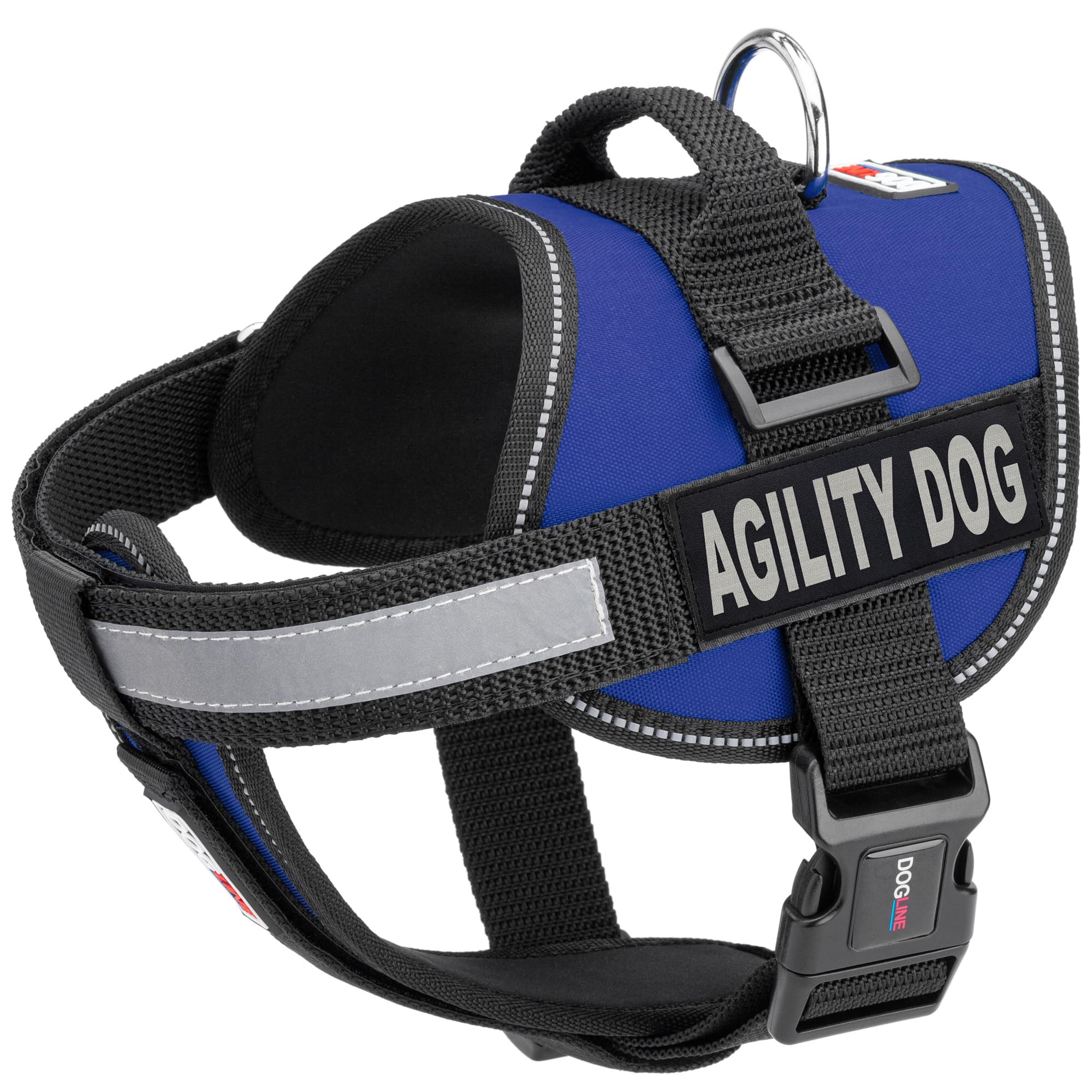 Dogline Unimax Multi-Purpose Dog Vest Harness with 2 Removable Agility Patches - Small Size, Blue | Perfect for Training, Hiking & Outdoor Activities