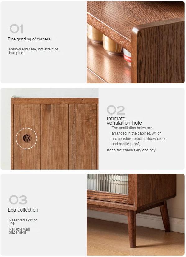 Solid Oak Wood Modern Multifunctional Sideboard - Stylish Storage Cabinet for Living Room, Dining Room & Entryway