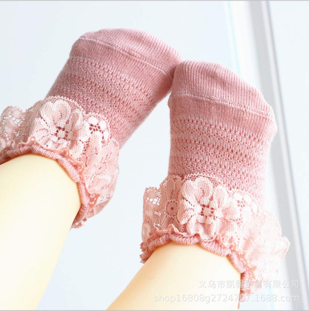 Baby Girls Princess Eyelet Ruffles Lace Socks - Infant Toddler Cotton Dress Ankle Socks for Party, Wedding & Special Occasions