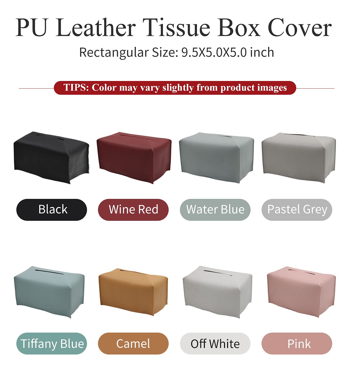 Livelab Modern PU Leather Tissue Box Cover - Decorative Rectangular Tissue Box Holder for Home & Office - Vanity Countertop, Nightstand, Living Room, Car & Desk Organizer (9.5x5x5 Inches, Wine Red) - Perfect for Home Decor, Office Accessories & Car Interior Organization