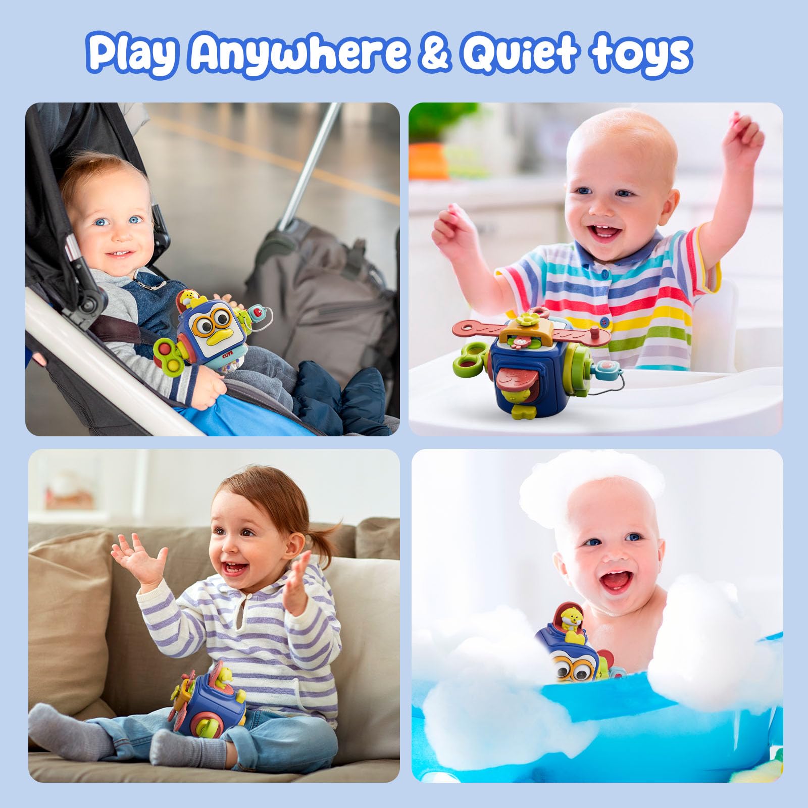 Montessori Sensory Toys for Toddlers 1-3 Years Old - Educational Busy Cube for Fine Motor Skills Development | Perfect Travel Activity & Learning Gift for 12-18 Month Babies | Great for Airplane, Car Rides & Early Childhood Education