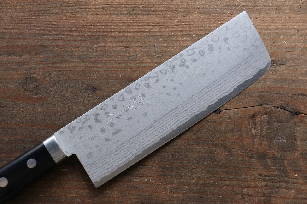 Premium Kunihira Sairyu VG10 Damascus Steel Nakiri Knife 165mm with Pakka Wood Handle - Japanese Vegetable Knife for Professional Chefs & Home Cooking