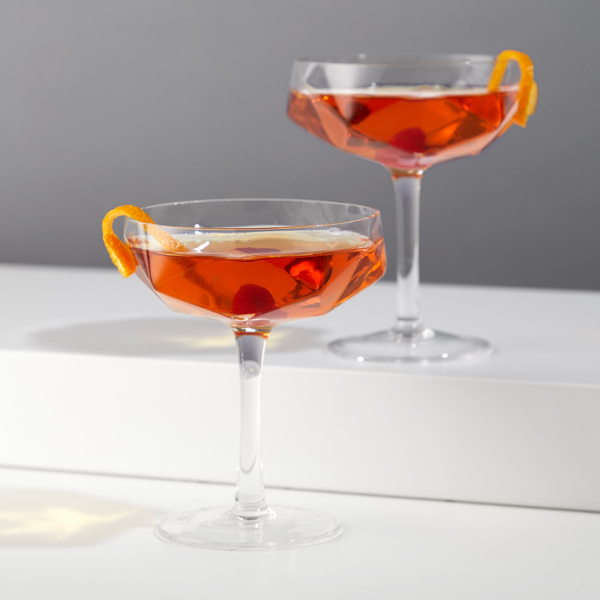 Premium Seneca Faceted Coupe Glasses Set of 2 - Elegant Crystal Cut Champagne Glasses for Wedding, Anniversary & Special Occasions - Perfect for Toasting & Celebrations