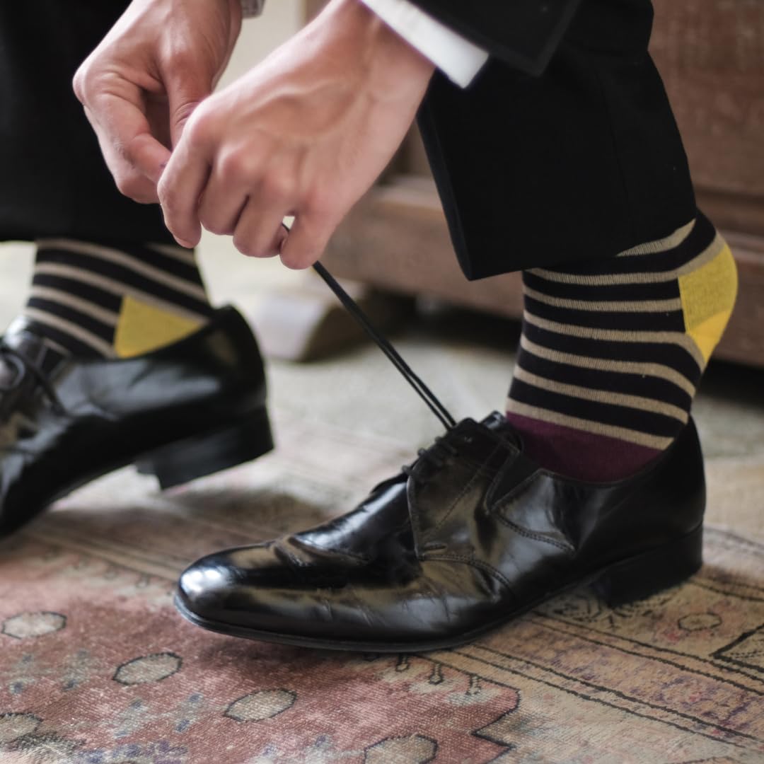 Premium Pierre Henry Men's Over the Calf Dress Socks - 9 Pack Soft Cotton Long Socks That Stay Up - Perfect for Business, Formal Wear & Office Attire