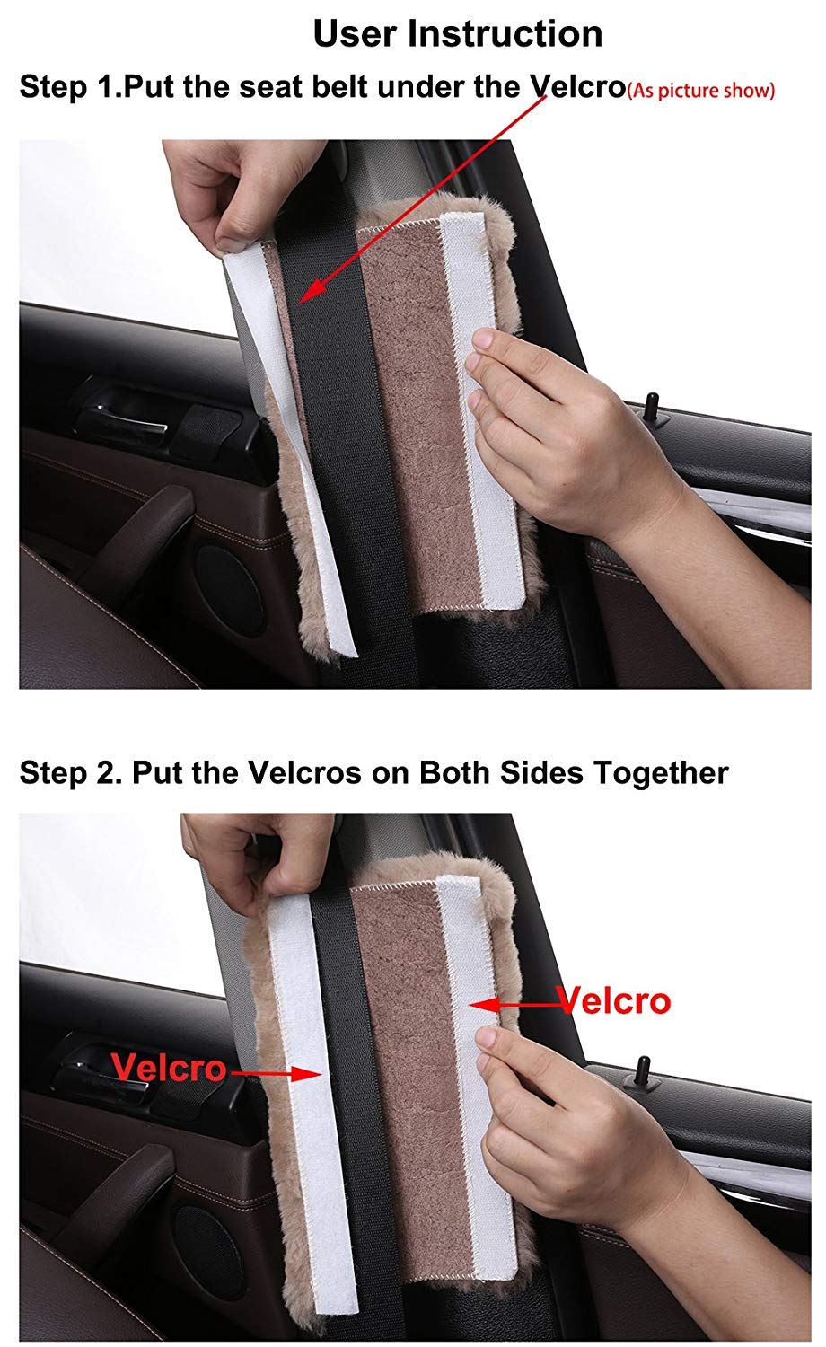 2 Packs Soft 100% Pure Wool Car Seat Belt Covers - Universal Shoulder Pad Protector for Adults, Kids & Baby - Comfortable for Car, Truck, SUV & Airplane Travel (Pearl White) | Reduce Friction & Improve Comfort on Long Drives