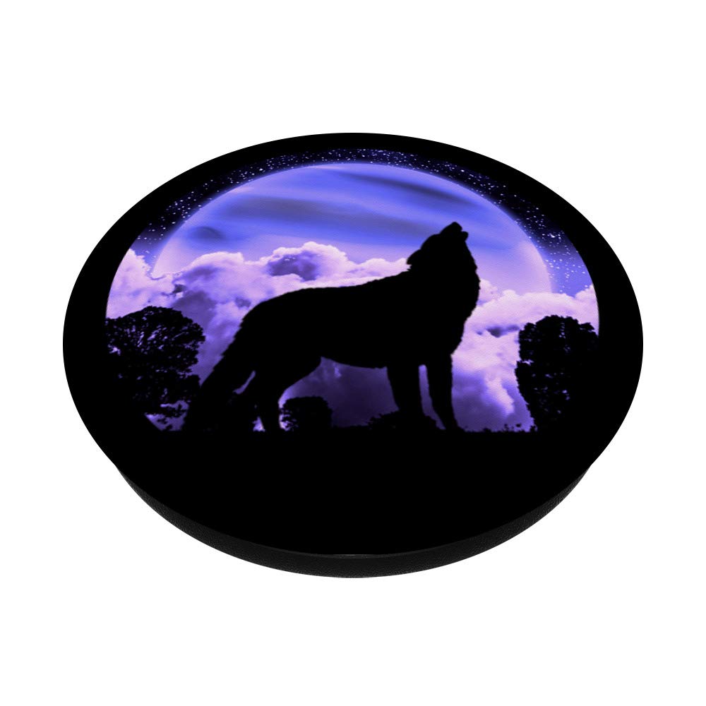Wolf Phone Pop Socket - Black for Secure Grip & Selfies