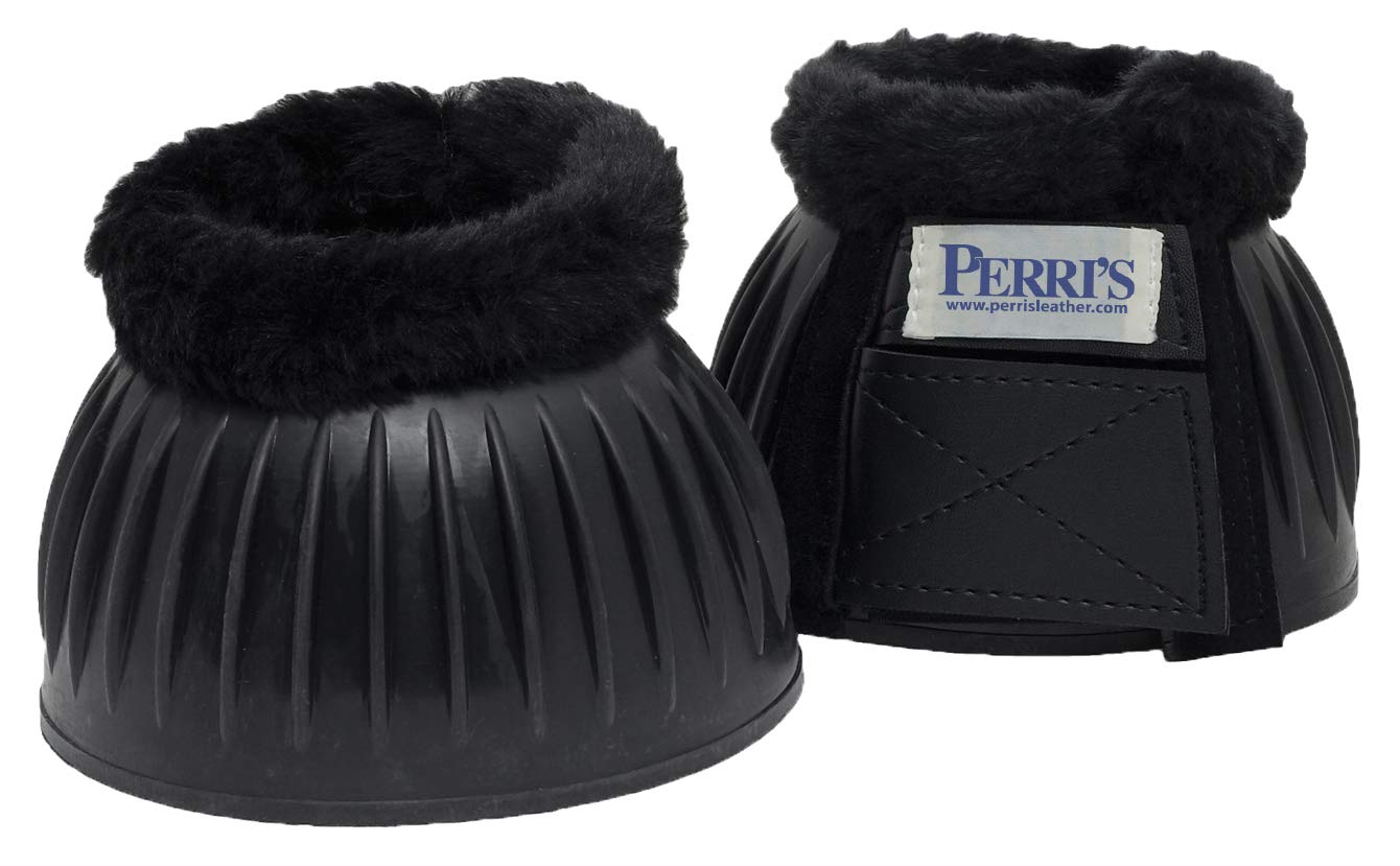 Perri's Double Velcro Fleece Horse Bell Boots for Protection - Secure Fit for Riding, Training & Turnout
