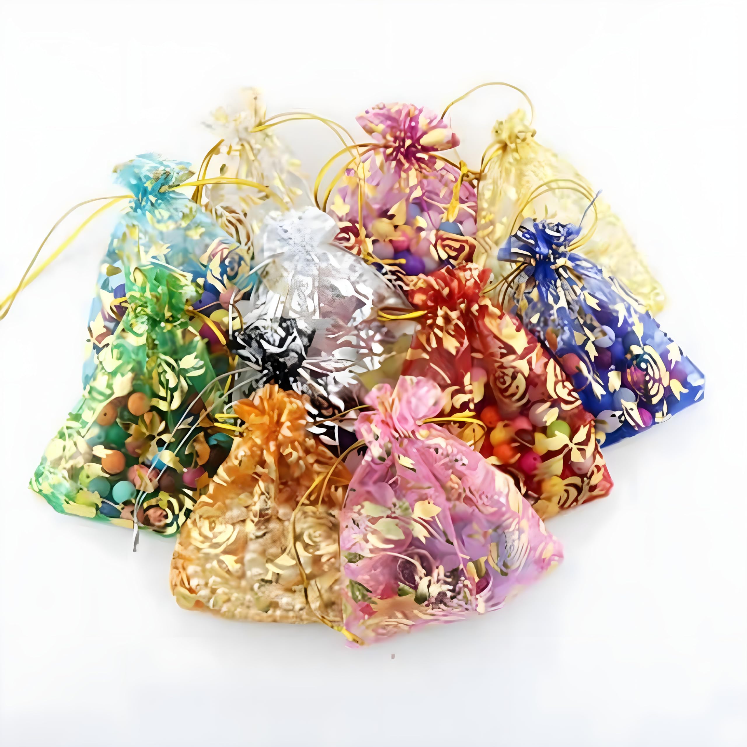 ScentRose Organza Drawstring Gift Bags - 14cm x 10cm Multicolor Party Favors for Weddings, Baby Showers & Events | Pack of 20 | Perfect for Dry Fruits, Return Gifts & Celebration Decorations