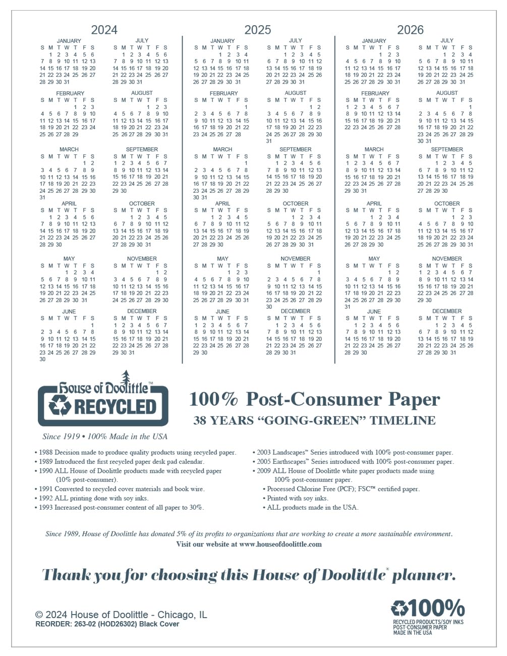 House of Doolittle 2024-2025 Academic Monthly Planner, Bright Blue, 8.5