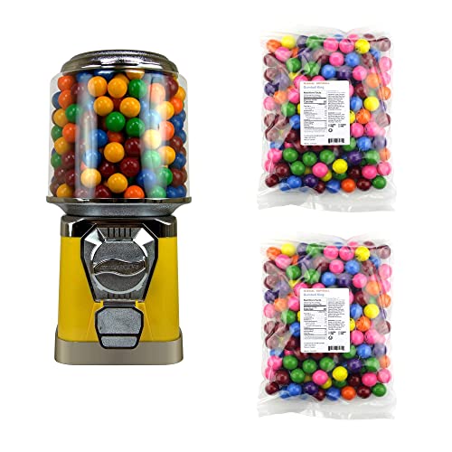 Yellow Gumball Machine for Kids - Home Coin-Operated Vending Machine with 5 Lb King Gumballs - Bubble Gum Dispenser for Parties, Stores & Home Decor - No Stand Included