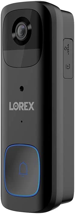 Lorex 2K Wireless WiFi Smart Video Doorbell Camera - No Monthly Fee, Night Vision, Battery Powered, Motion Detection, Black - Secure Your Home with Smart Monitoring for Front Door & Package Delivery