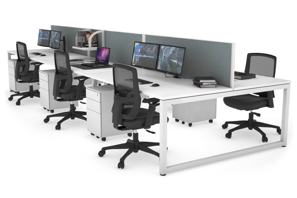 Quadro Loop Legs 6-Person Office Workstation - 1400L x 800W with Cable Management - Perfect for Open Office Layouts & Collaborative Workspaces