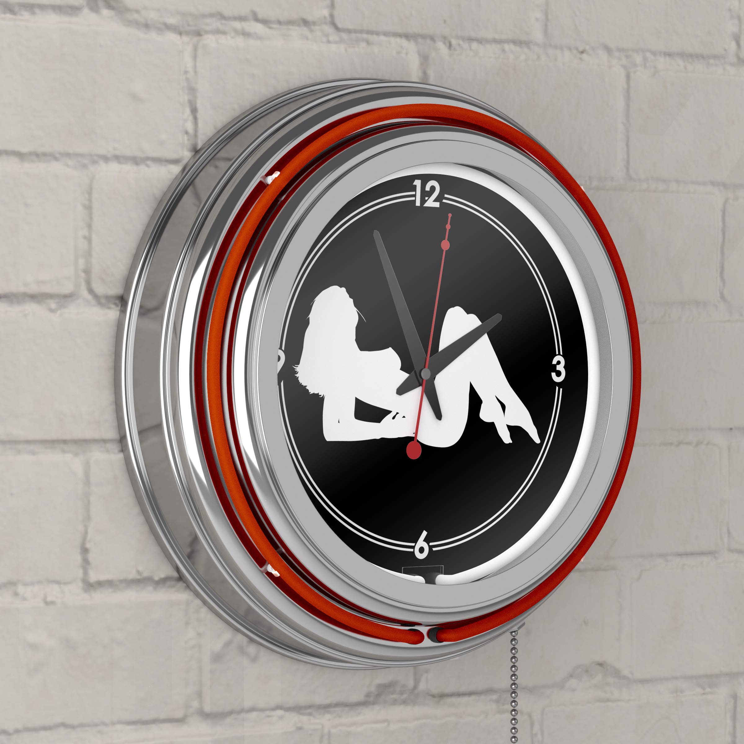 Shadow Babes Series - Orange Neon Ring Clock with Dual Illumination - Perfect for Bedroom, Gaming Room & Retro Decor