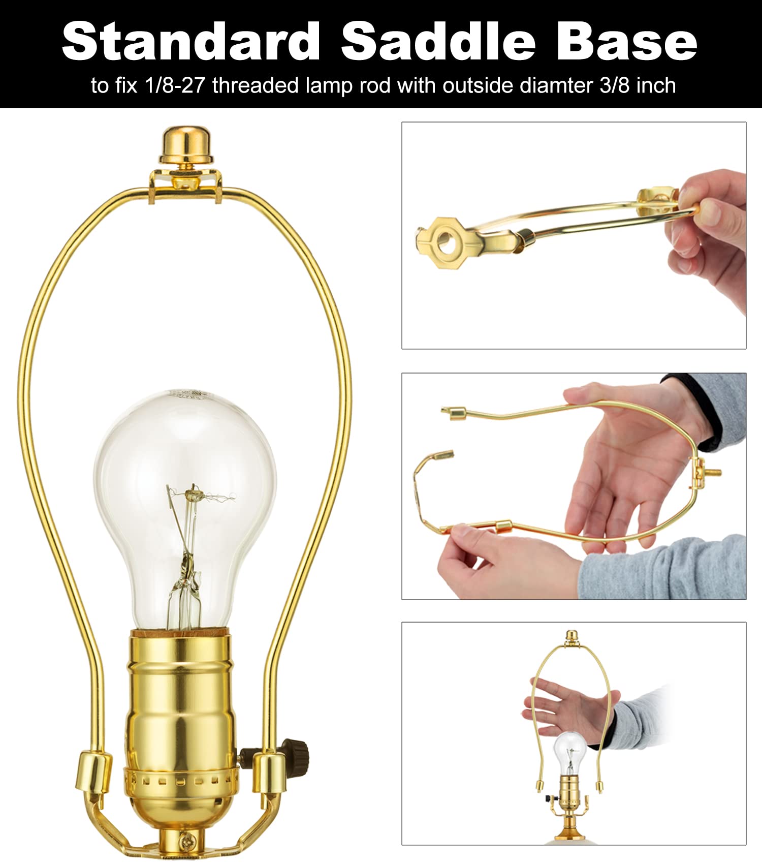 9 Inch Detachable Lamp Shade Harp Holder - 2 Pack Heavy Duty Lamp Shade Bracket with 3/8