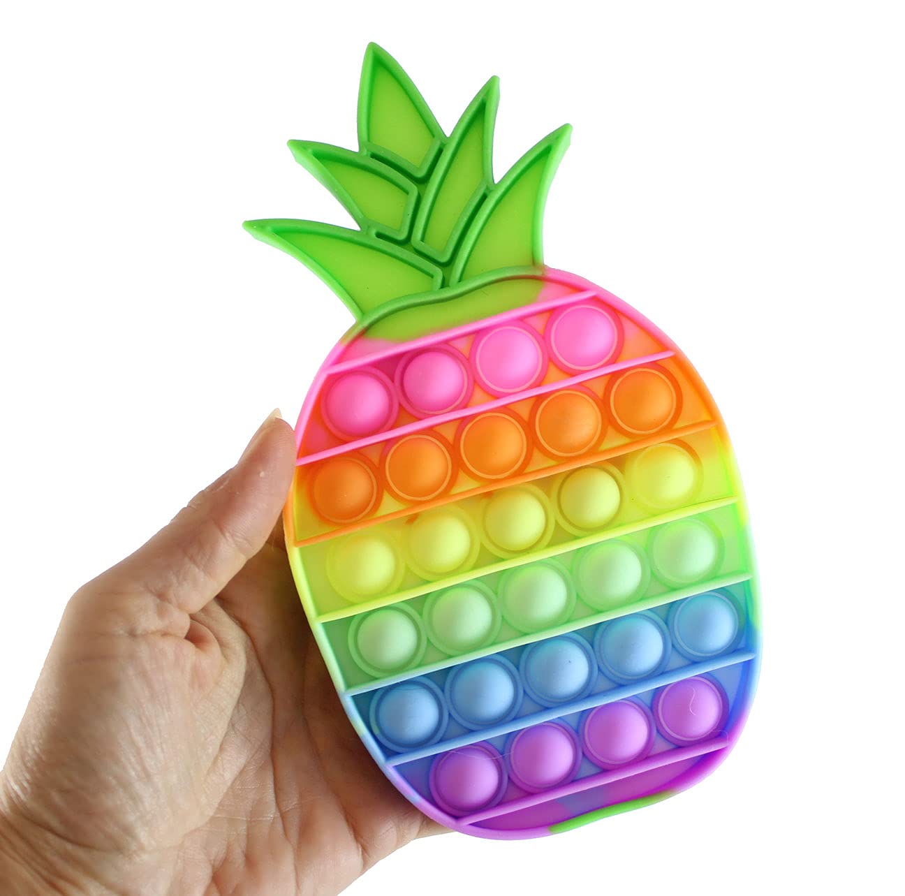 Rainbow Pineapple Bubble Pop Fidget Toy - Silicone Push Poke Sensory Stress Relief Toy for Kids & Adults - Fun Bubble Popper for Anxiety Relief, Focus & Classroom Use