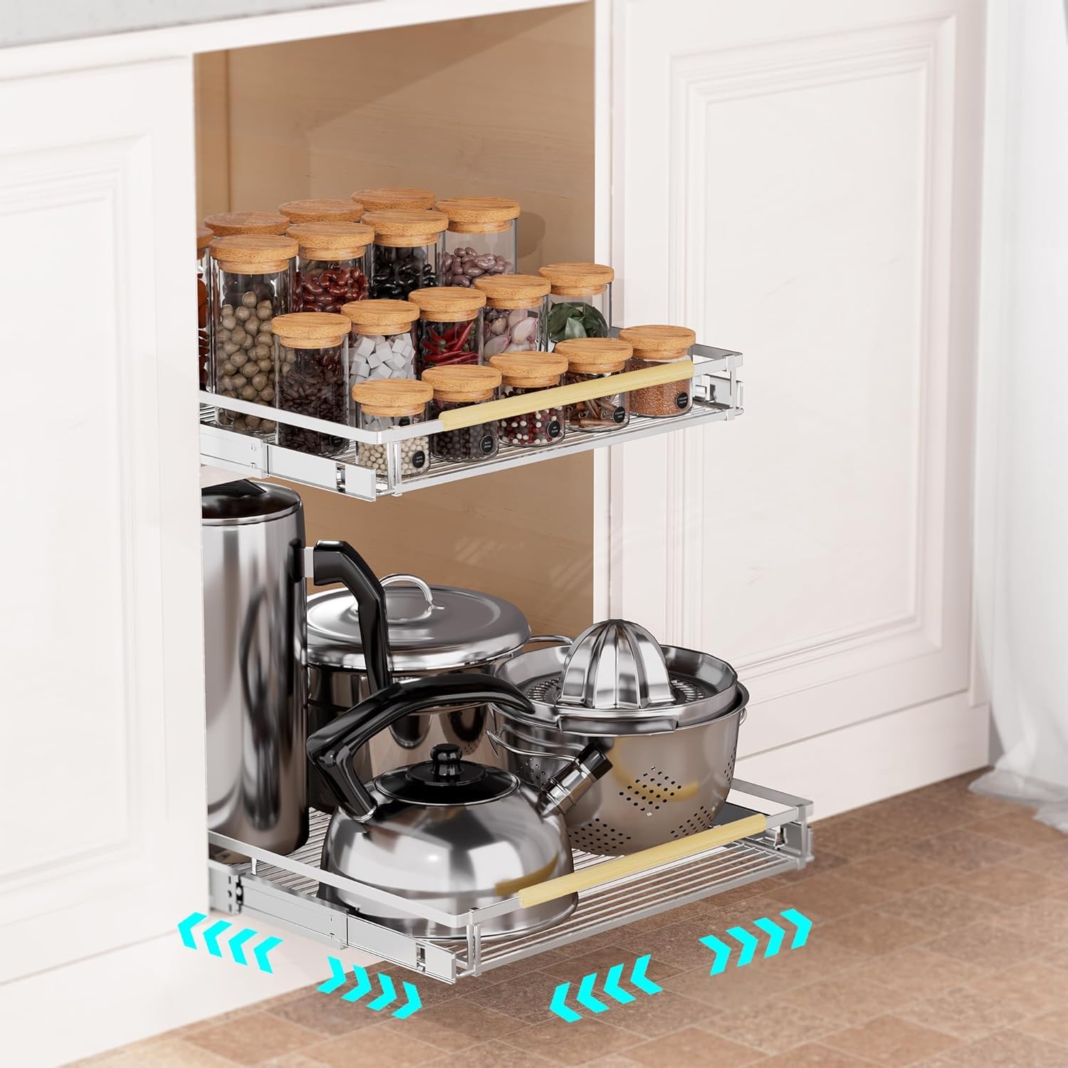 Heavy Duty Expandable Pull Out Sliding Drawers for Cabinets - 14.9-25.9