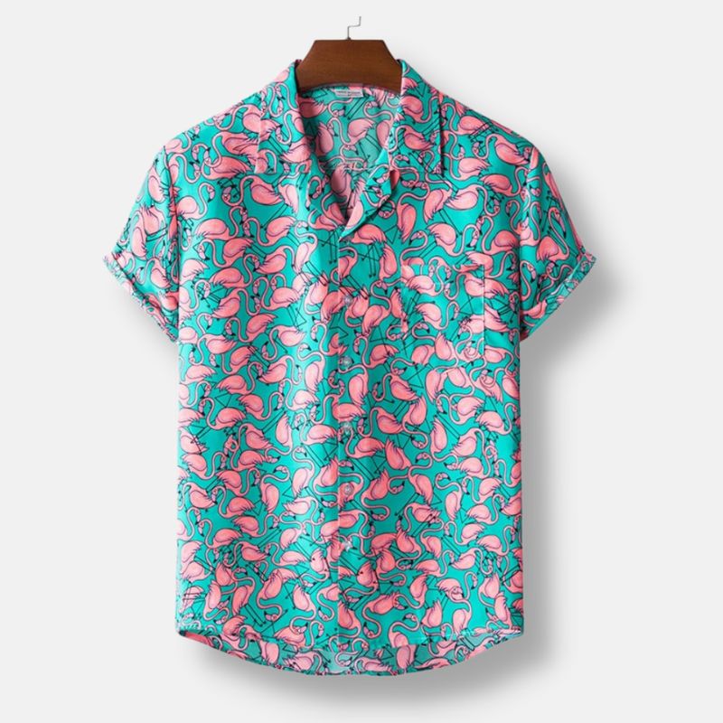 Turquoise Pink Hawaiian Floral Print Short Sleeve Shirt for Women - Tropical Vacation Beachwear, Summer Casual Tops, Hawaiian Luau Party Outfit