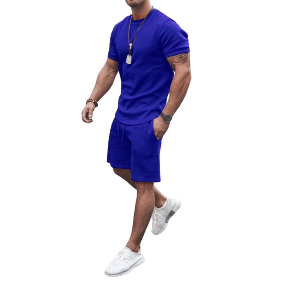 WFIAOUESS Men's 2-Piece Short Sets | Summer Sportswear Tracksuit | Breathable Sweat Suits | Casual & Gym Outfits for Men | Perfect for Outdoor Activities & Relaxation