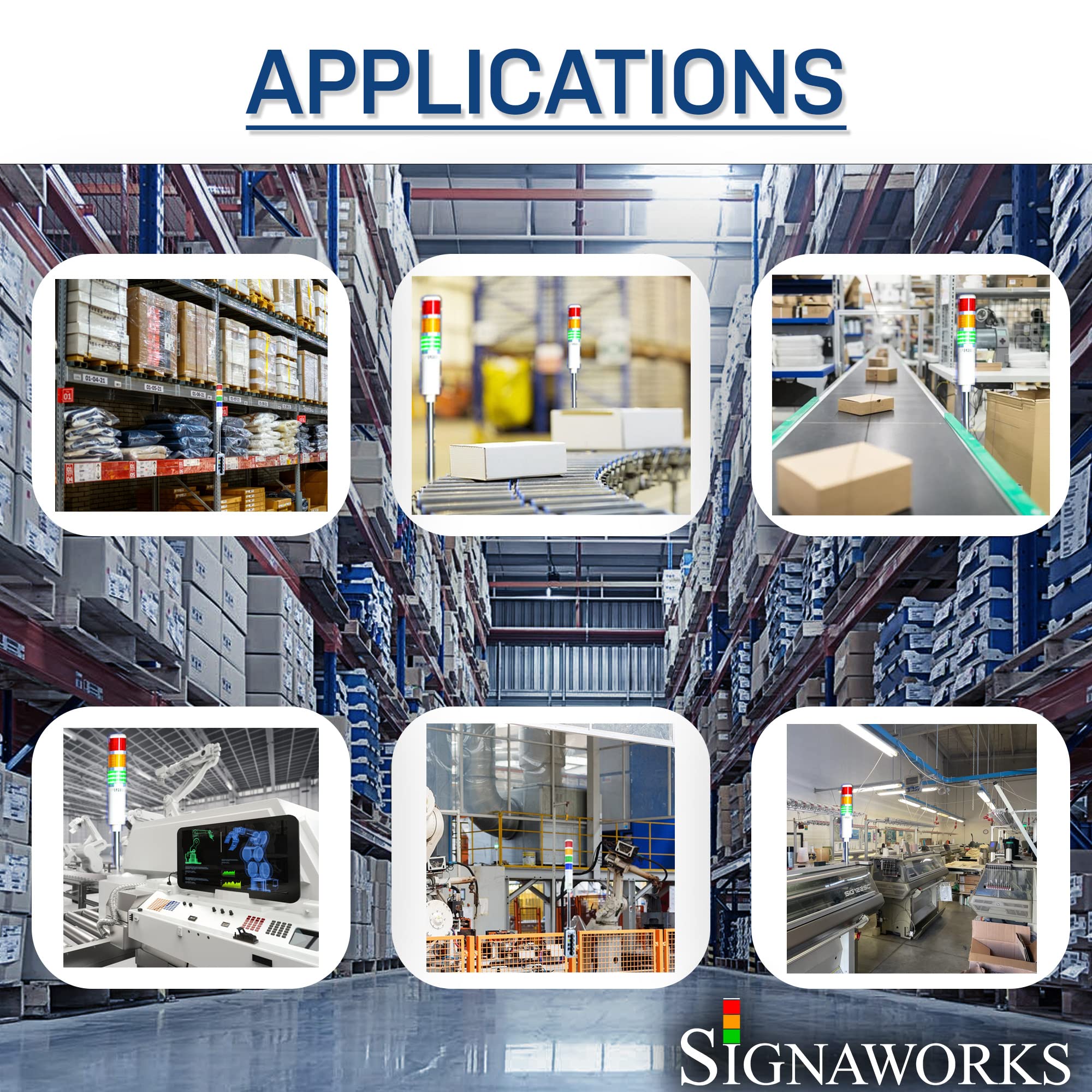 Signaworks 2 Stack Super Bright LED Andon Tower Light - Red/Green 3 Position (On/Off/Flash) with 8ft Industrial Power Cord & 3 Prong Plug | OSHA Compliant, Plug & Play | Made in USA | Perfect for Factory Assembly Lines, Warehouse Safety Alerts & Equipment Status Monitoring