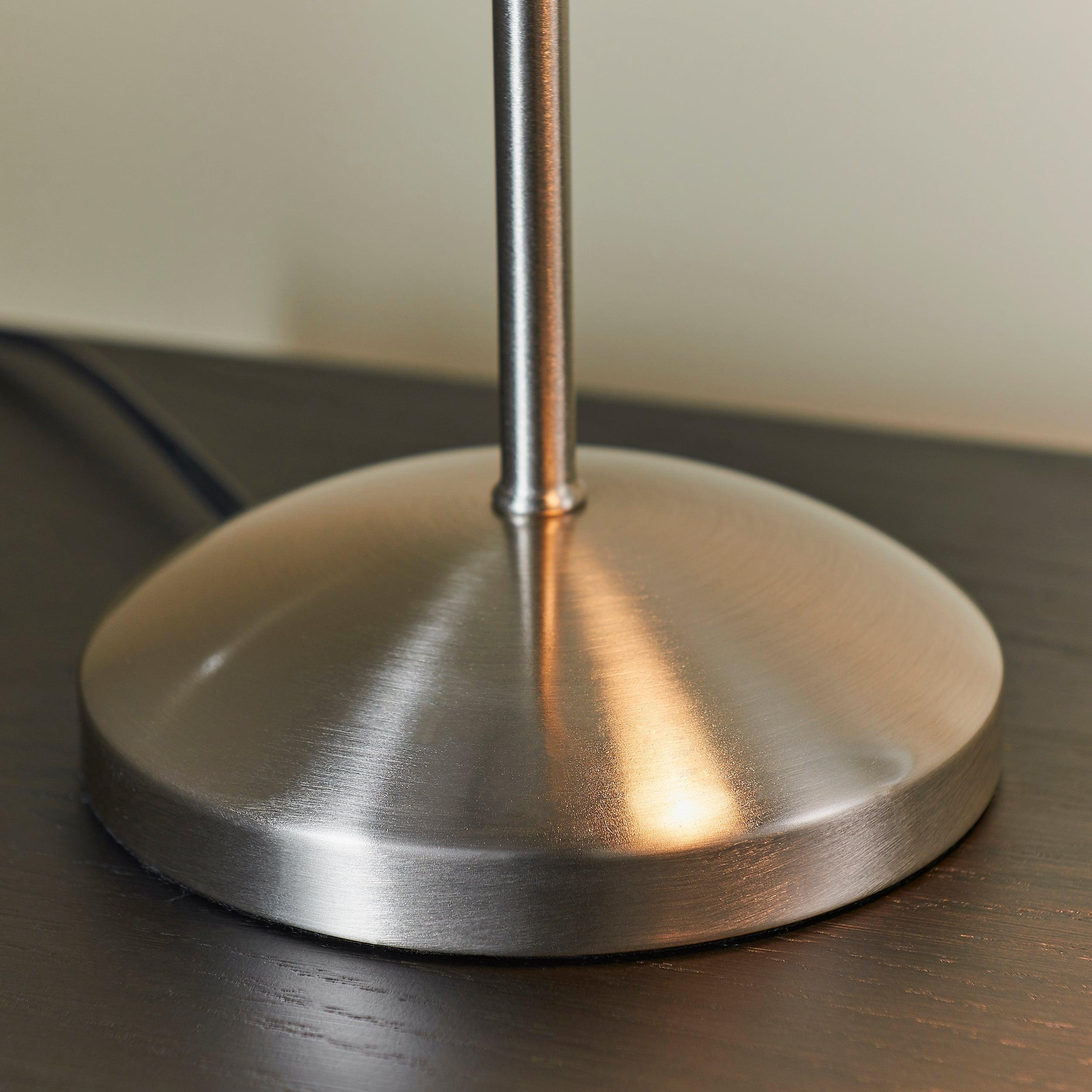 Endon Range Satin Chrome & White Glass Table Lamp - Modern Bedside Lighting for Bedroom, Living Room, or Office Decor