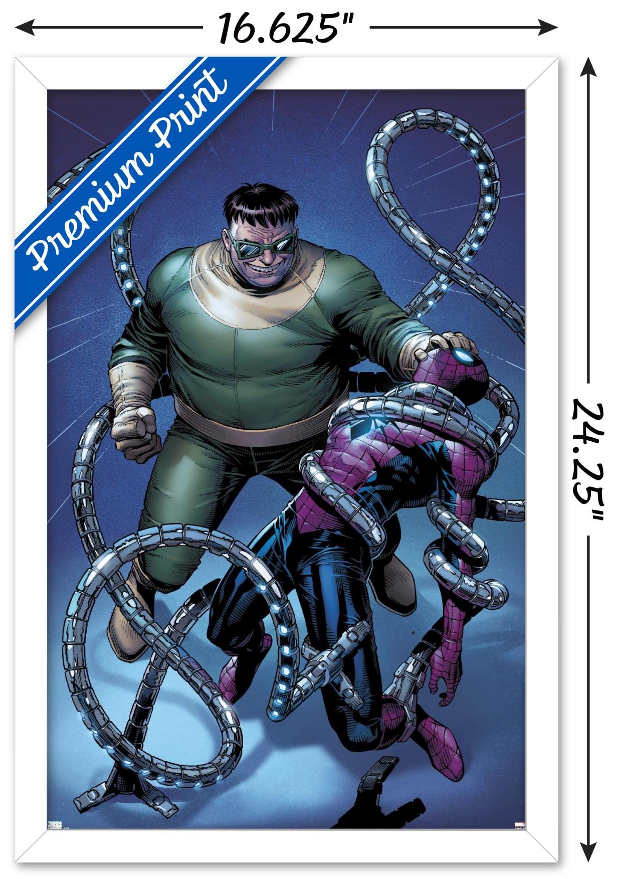 Marvel Comics Spider-Man vs Doctor Octopus The Clone Conspiracy #1 Wall Art Poster - 22.4 x 14.7 Inches White Framed Decor for Comic Book Fans, Home Theater, Game Room & Office Display