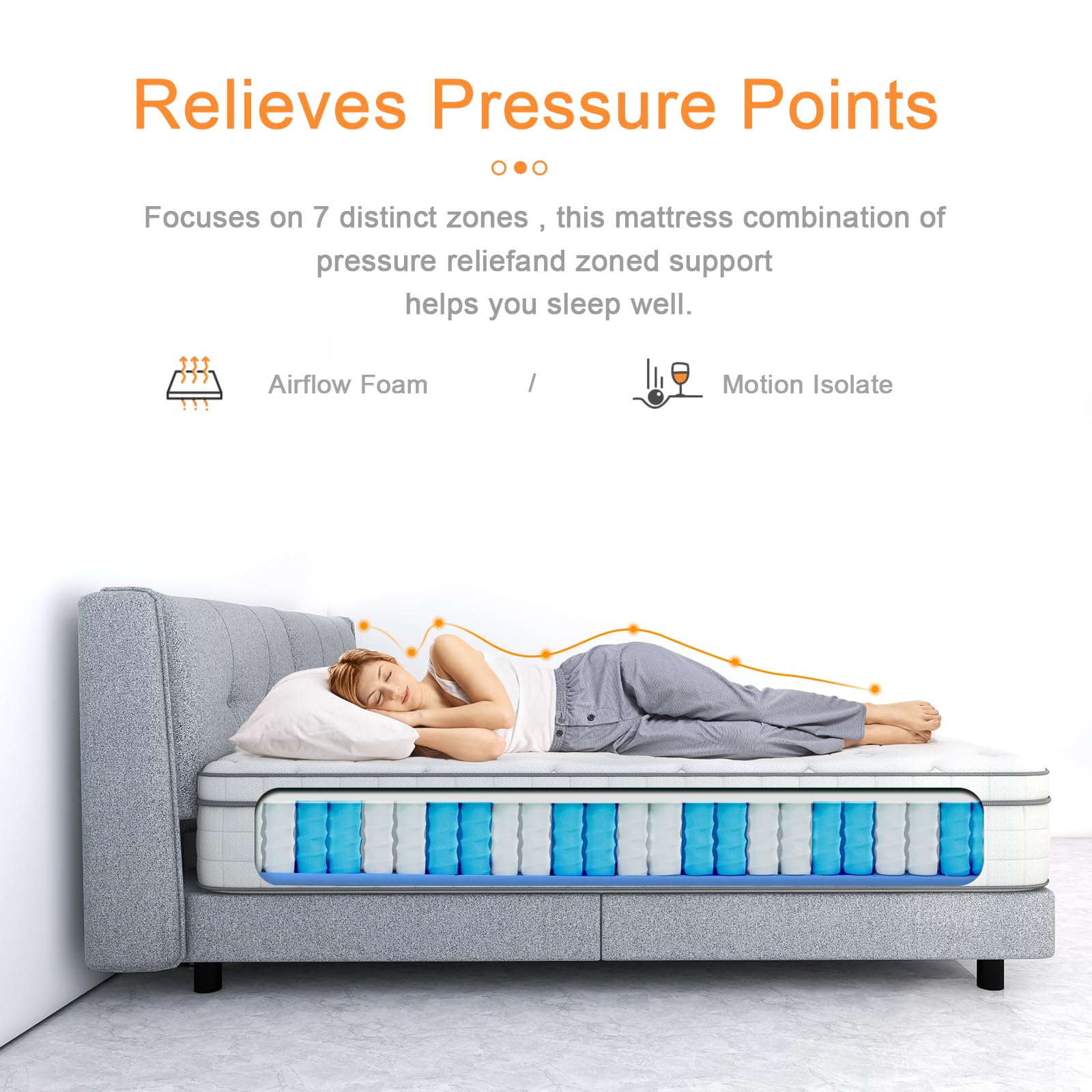 10 Inch Twin Hybrid Mattress - Medium Firm Innerspring with Breathable Foam & Pocket Coils for Motion Isolation - Bed in a Box for Guest Rooms, Kids' Rooms & Small Spaces