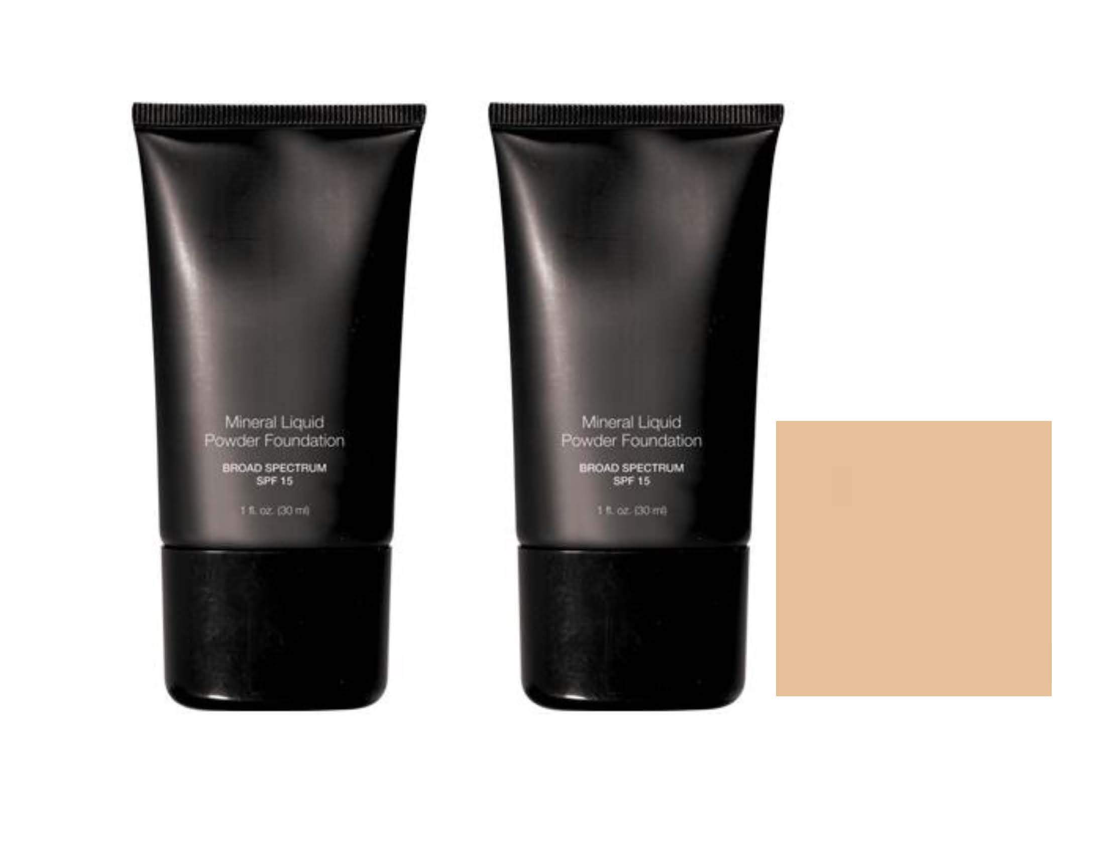 Mineral Liquid Powder Foundation SPF 15 - 2 Pack, Cream Beige | Oil-Free, Full Coverage Makeup for All-Day Wear | Perfect for Daily Use & Special Occasions