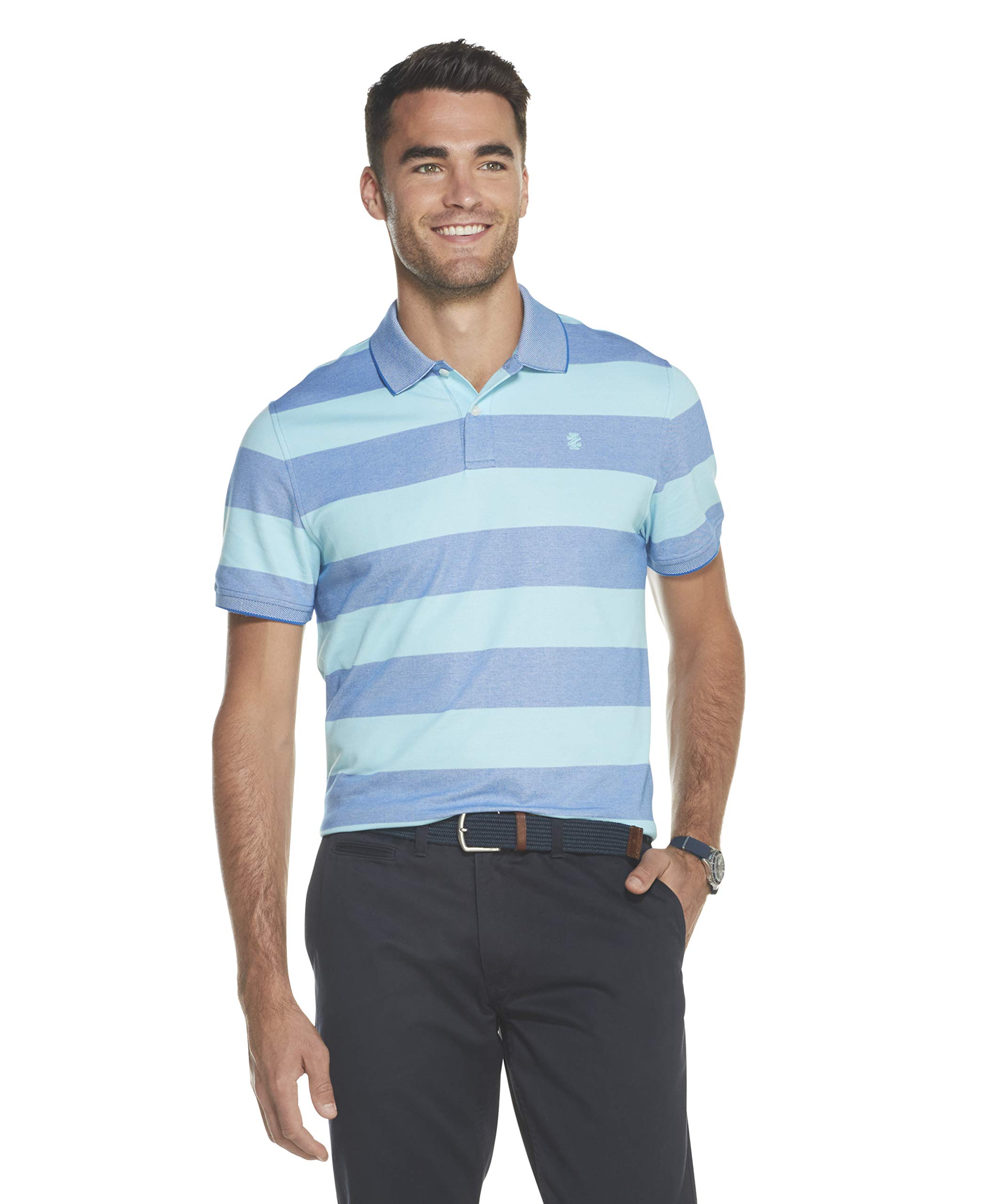 IZOD Men's Big & Tall Advantage Feeder Stripe Short-Sleeve Polo Shirt - Comfortable Casual Wear for Work, Golf & Outdoor Activities