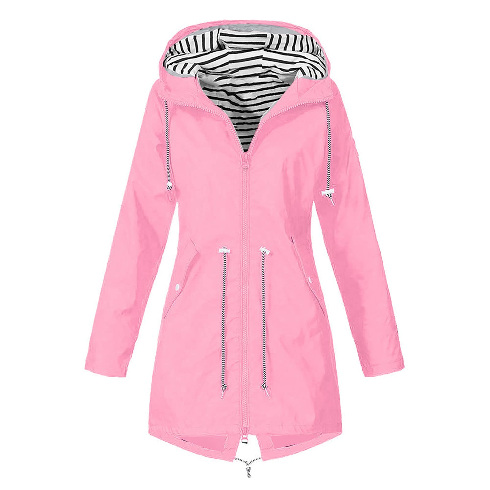 Women's Waterproof Windbreaker Rain Jacket - Lightweight Windproof Hooded Raincoat for Outdoor Activities, Travel & Hiking - Plus Size Available