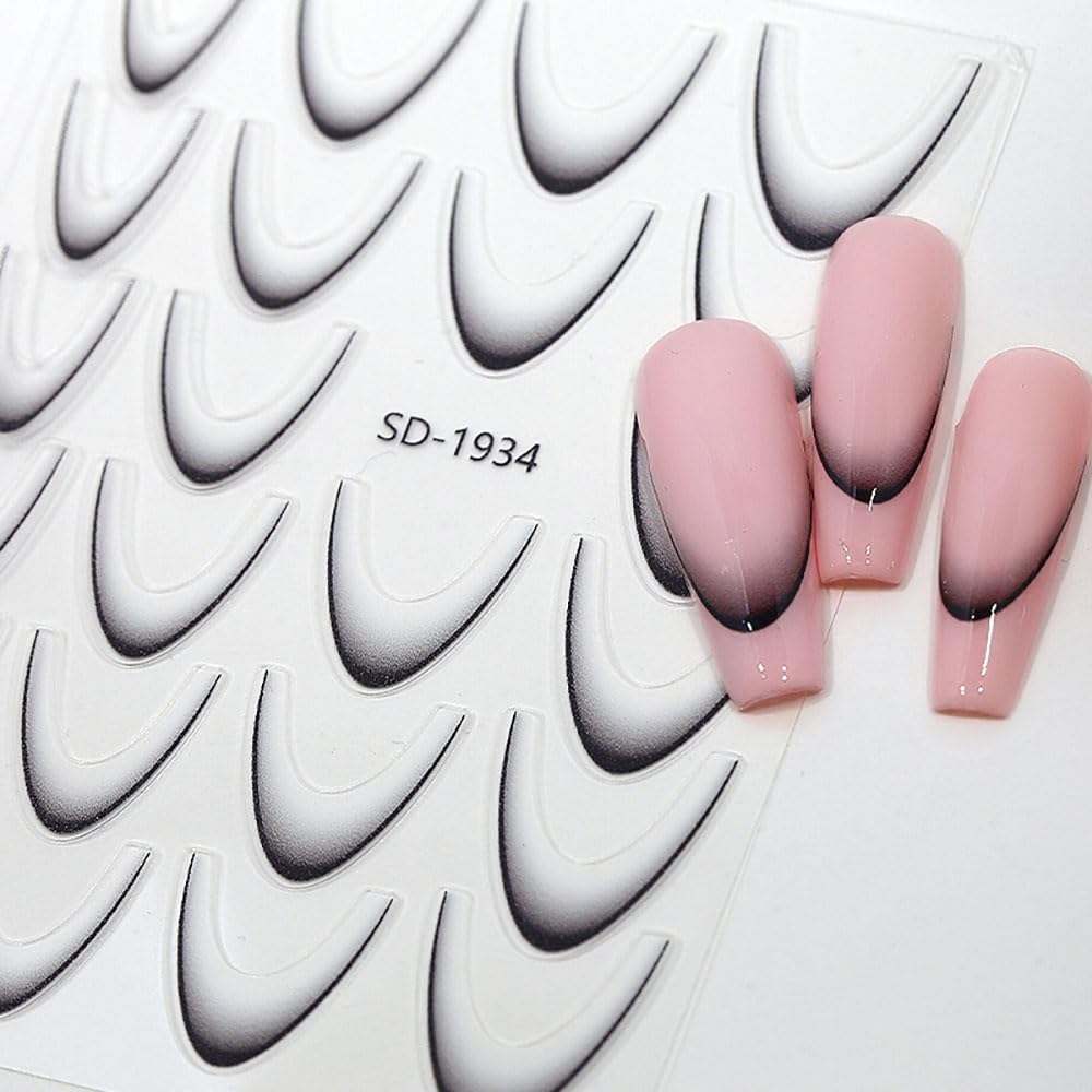 French Tip Nail Stickers - Self-Adhesive Nail Art Decals for Gradient French Manicure, Curve Stripe Lines & Nail Accessories | Perfect for DIY Nail Art, Salon Use & Special Occasions