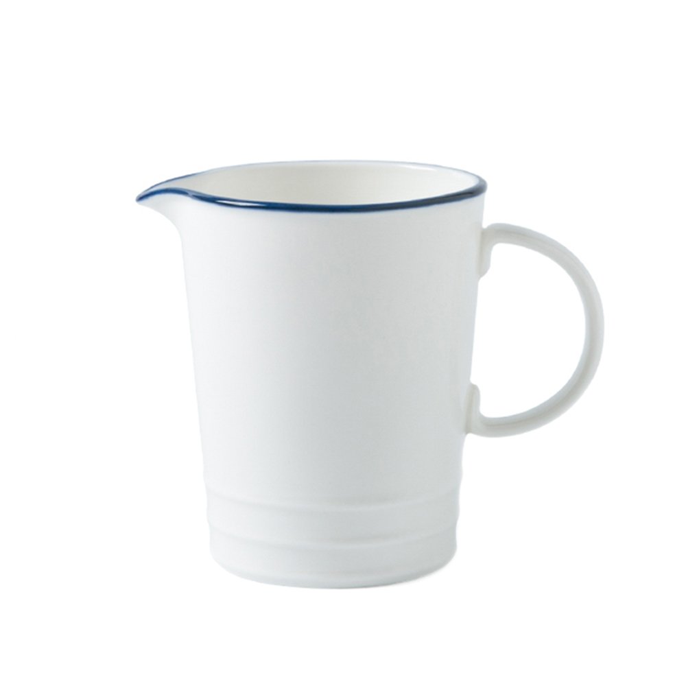 Navy Blue and White Ceramic Creamer Pitcher with Handle - Coffee, Milk, Cream, and Sauce Serving Pitcher for Kitchen - Perfect for Tea Parties, Coffee Bars, and Breakfast Tables
